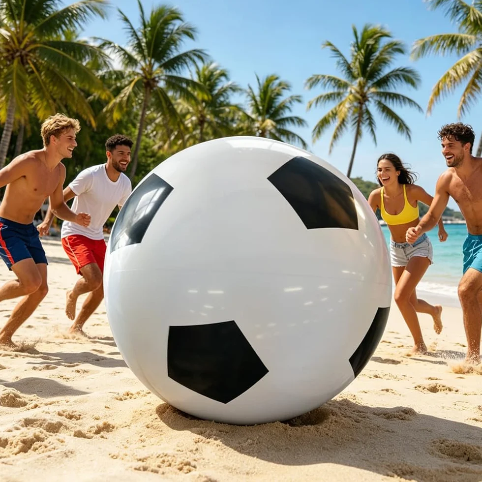 Ballon de football gonflable géant en caoutchouc robuste 100 cm jouet de plage été