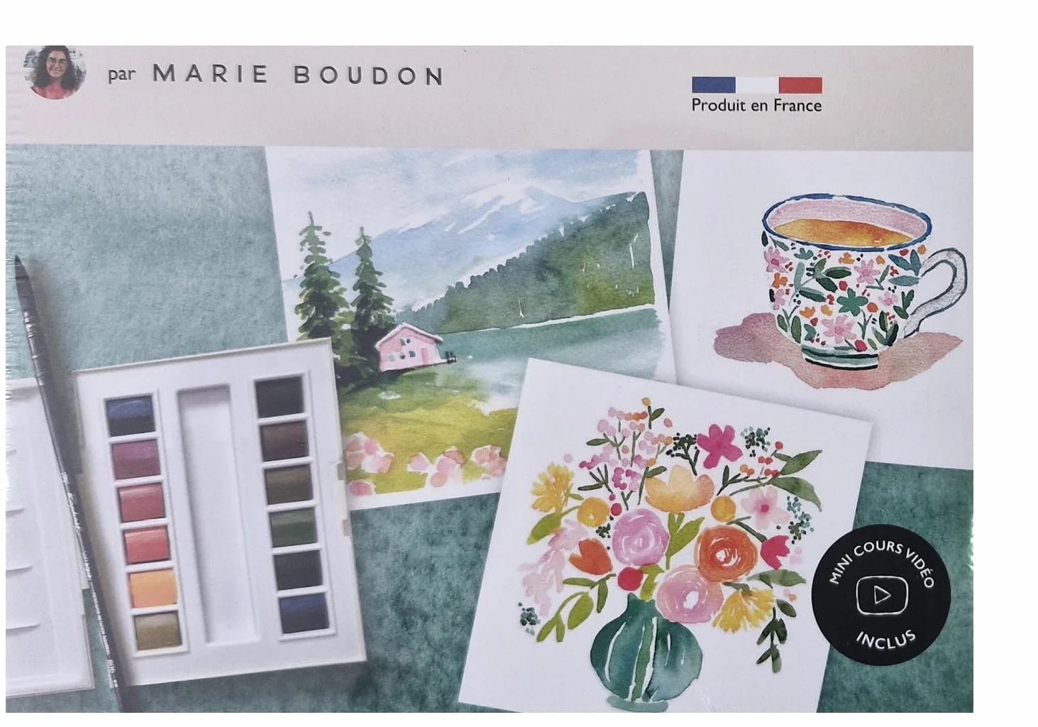 Sennelier Peinture Aquarelle Set Marie Boudon 12 Demi-Godets + 1 Carte
