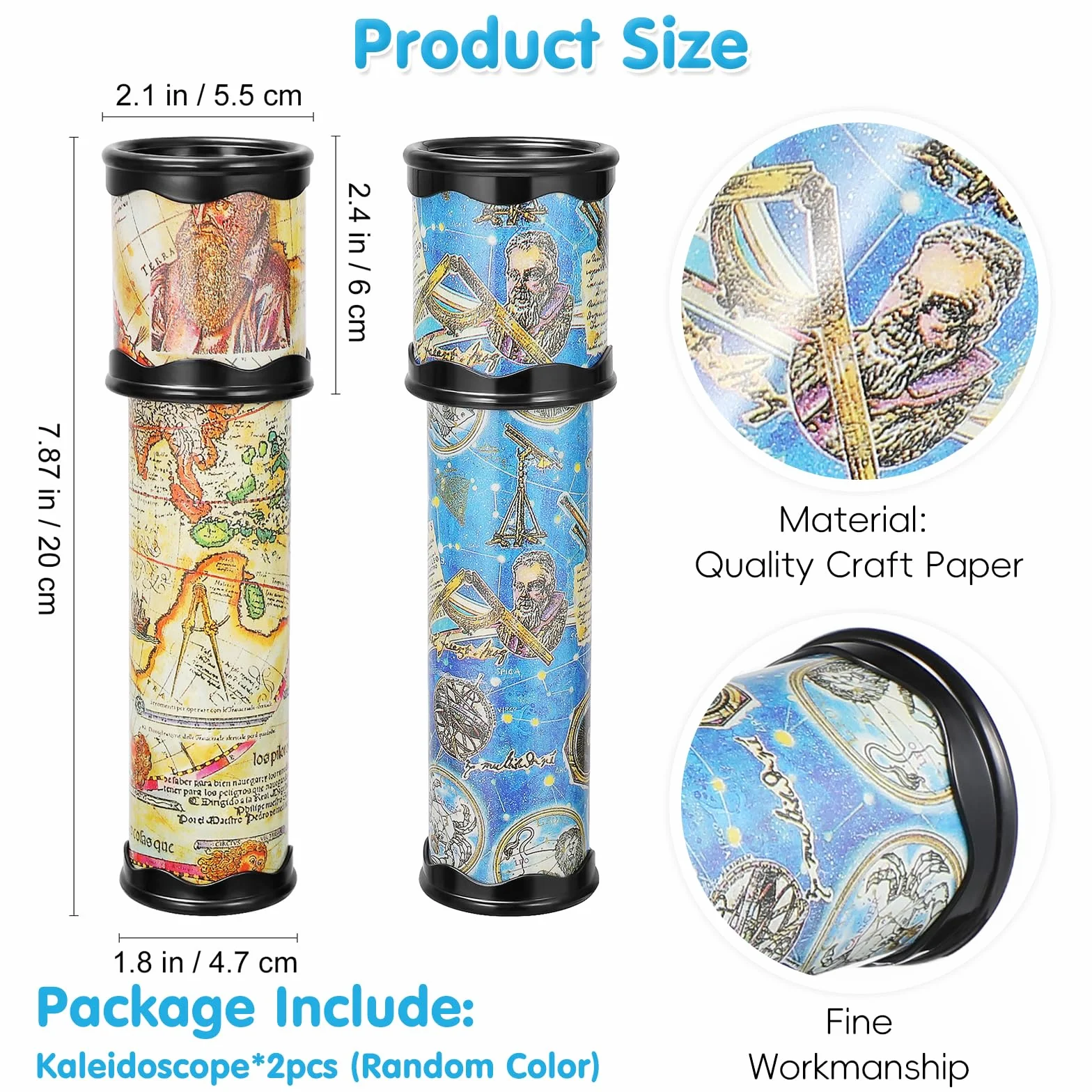 Lot de 2 Kaléidoscopes Classiques - Jouets Éducatifs pour Enfants