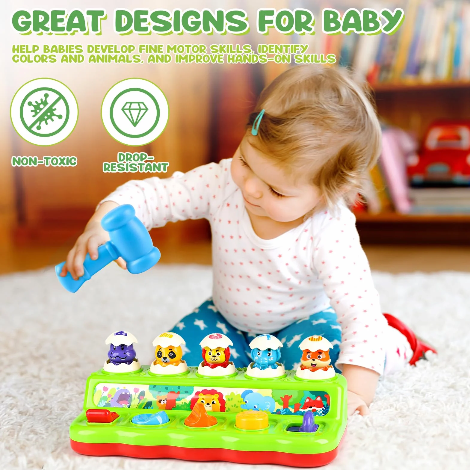 Jouet Bebe 1 an Montessori Pop Up avec Animaux Musique et Lumieres Jeux Enfants 1 2 3 Ans Cadeau Fille Garcon