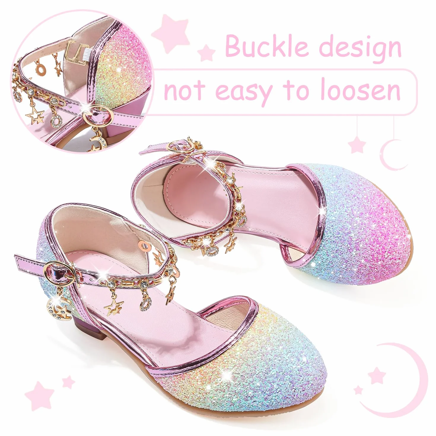 Chaussure Princesse Fille Paillettes Talon Haut Sandale Crystal Bling