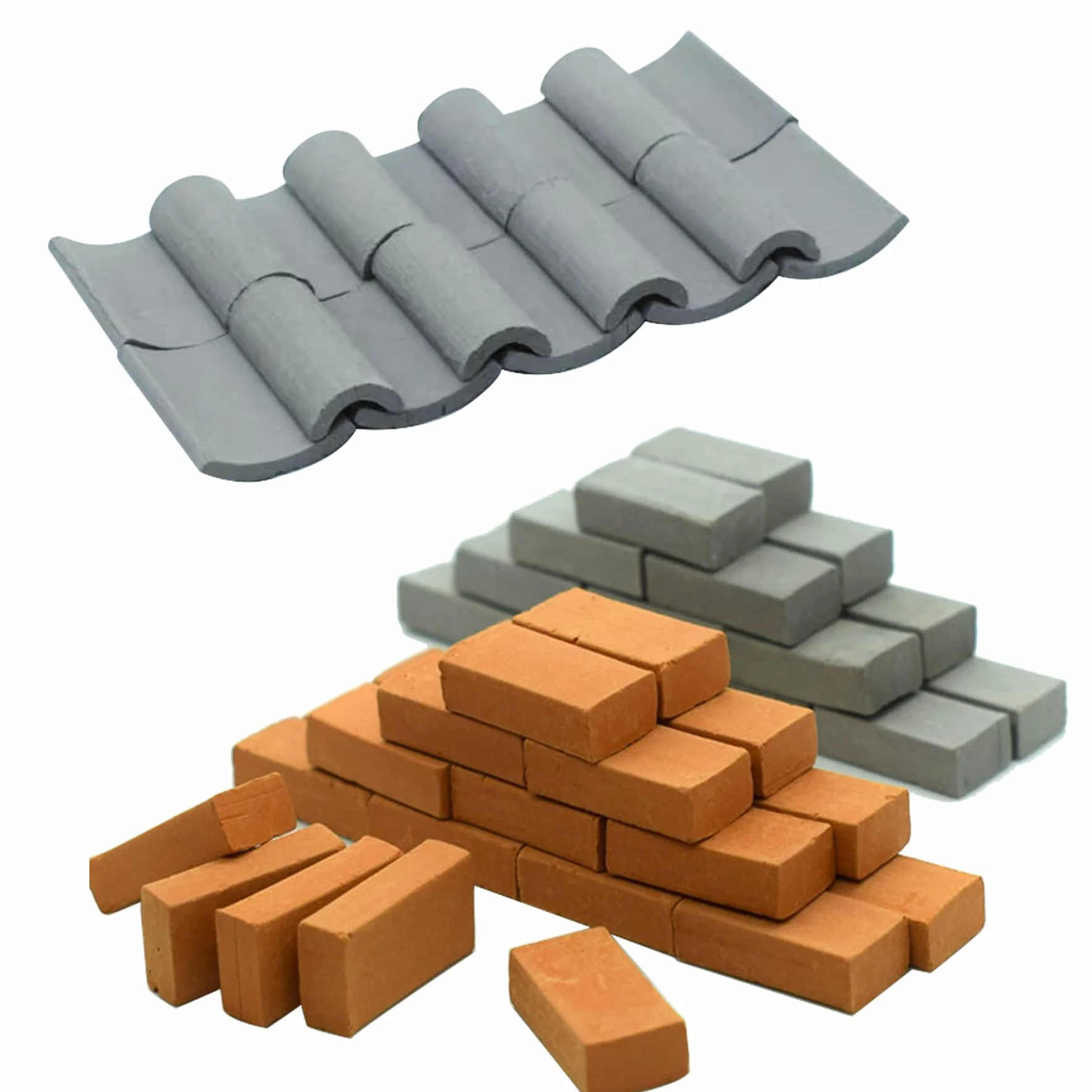 Woohome 542 PCS Tuiles Miniatures Mini Briques Gris pour DIY Fairy Garden Dollhouse Decor