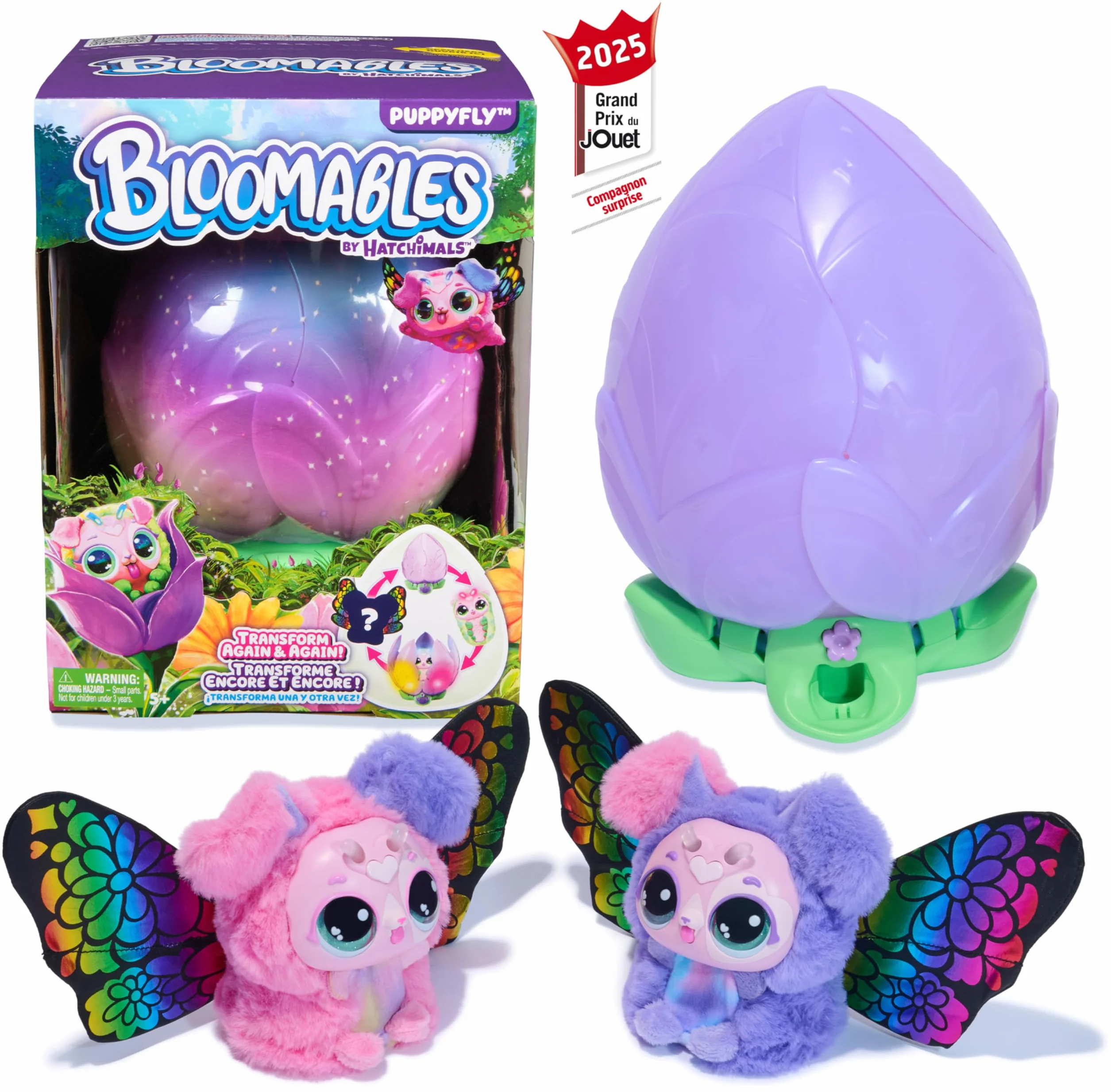 Hatchimals Bloomables Ma Fleur Magique PuppyFly Peluche Interactive 100 Sons & Réactions Jouet Enfant 5 Ans+