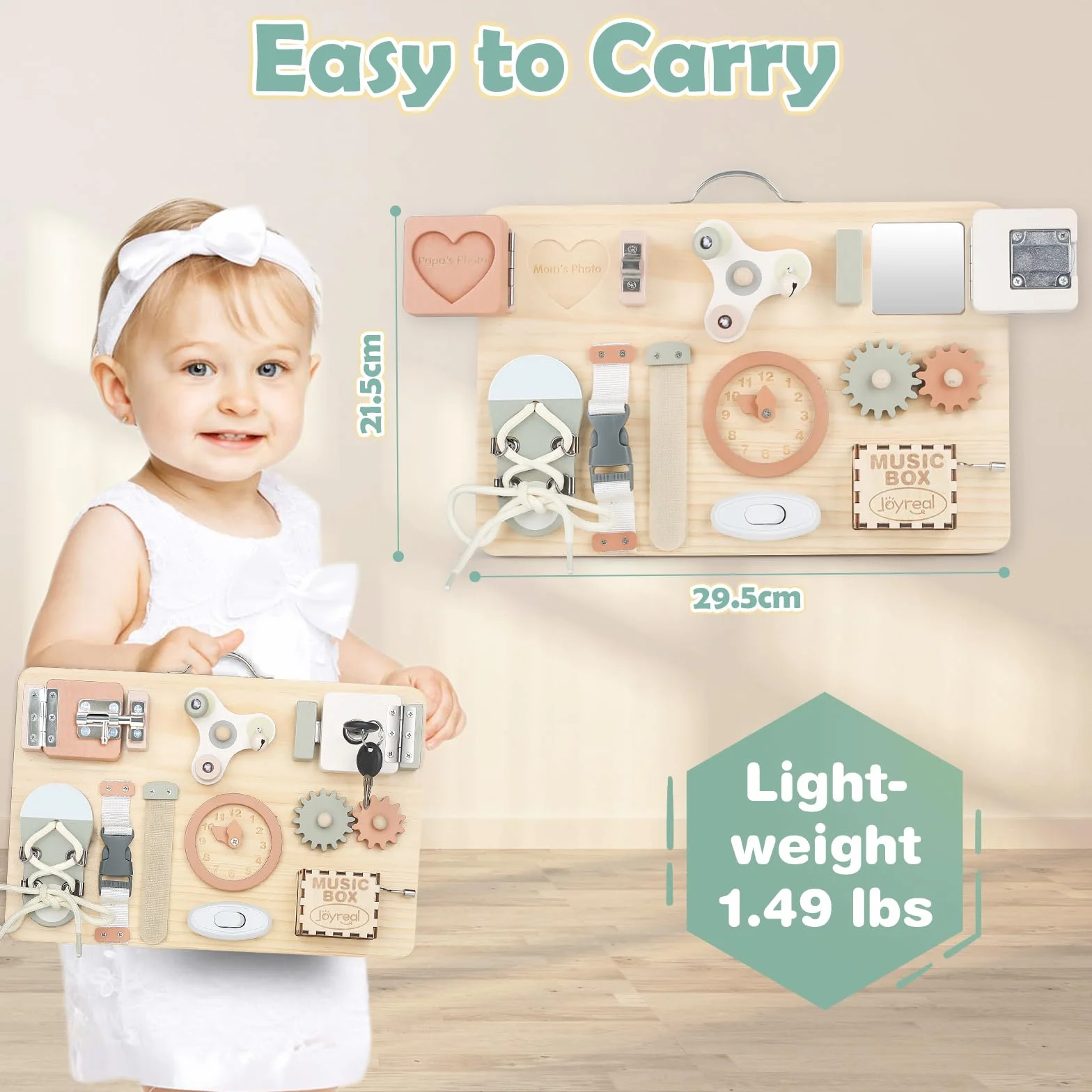 Joyreal Busy Board Montessori - Planche Activité Sensoriel Parcours Motricité Bébé Jeux Educatif Jouet Enfant