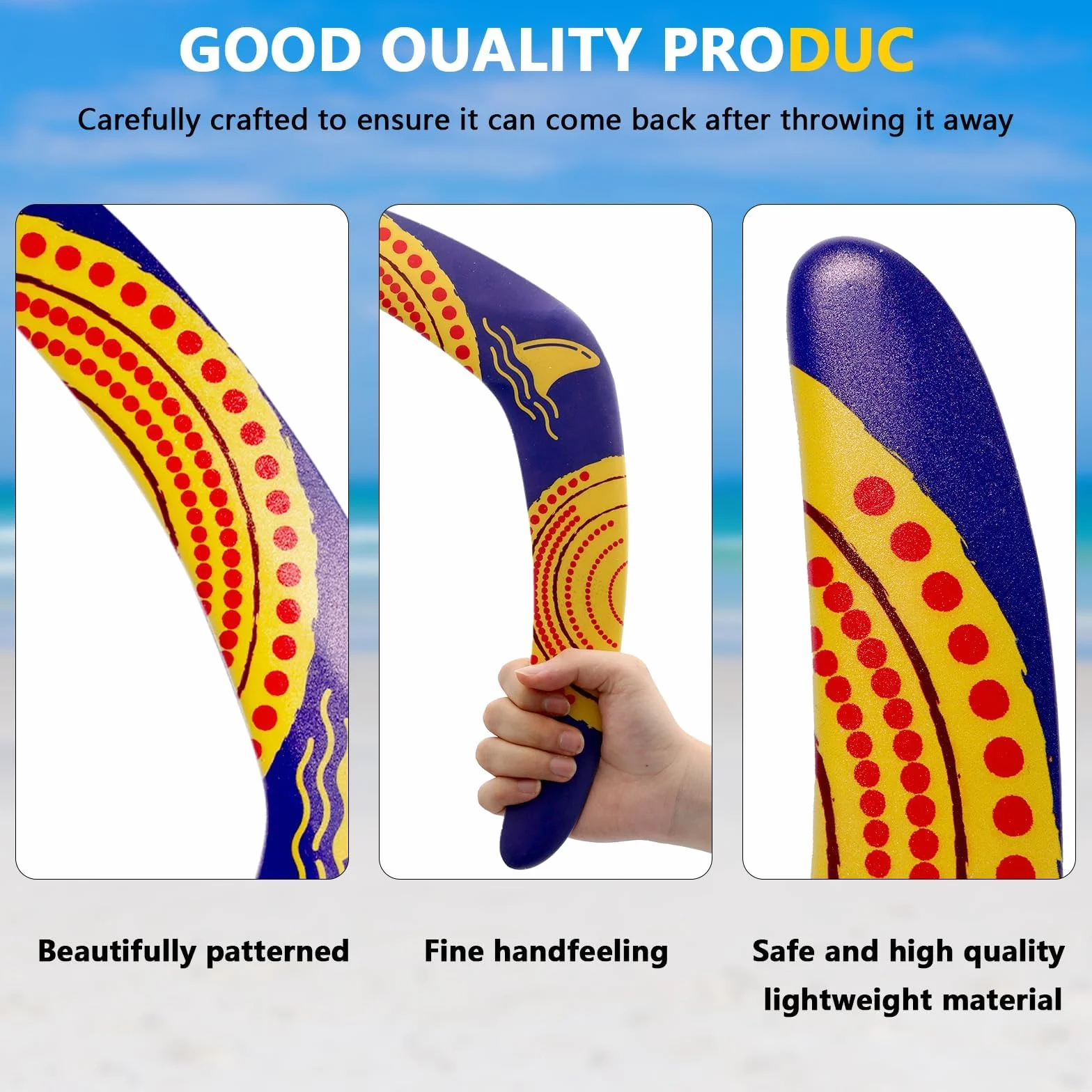 Boomerang pour enfants et adultes - Boomerang de retour en plastique EVA - Jouet à lancer en forme de V pour jeux de plein air