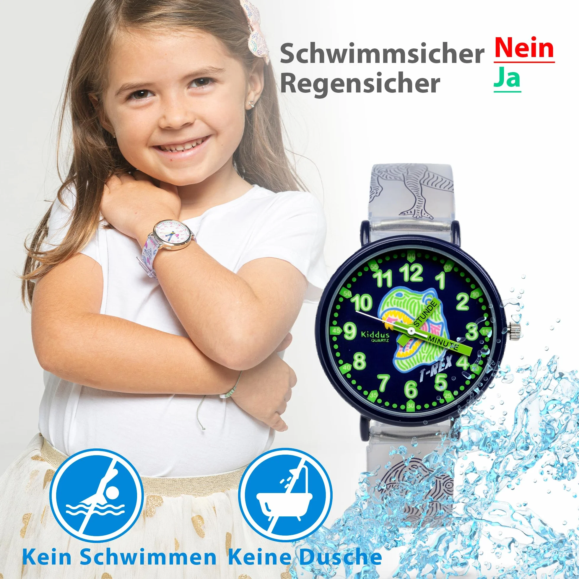 Kiddus Montre Enfant Fille Garçon 5 Ans, Montre Éducative Analogique Aiguilles, Apprentissage Heure, Mouvement Japonais