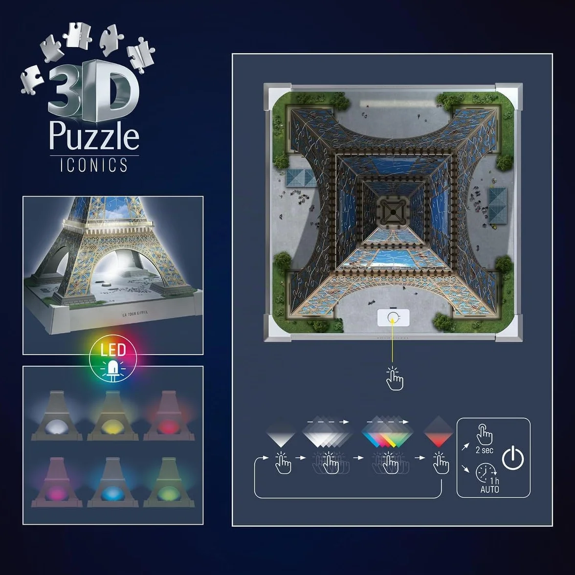 Ravensburger Puzzle 3D Tour Eiffel Illuminée 216 Pièces Brille dans le Noir