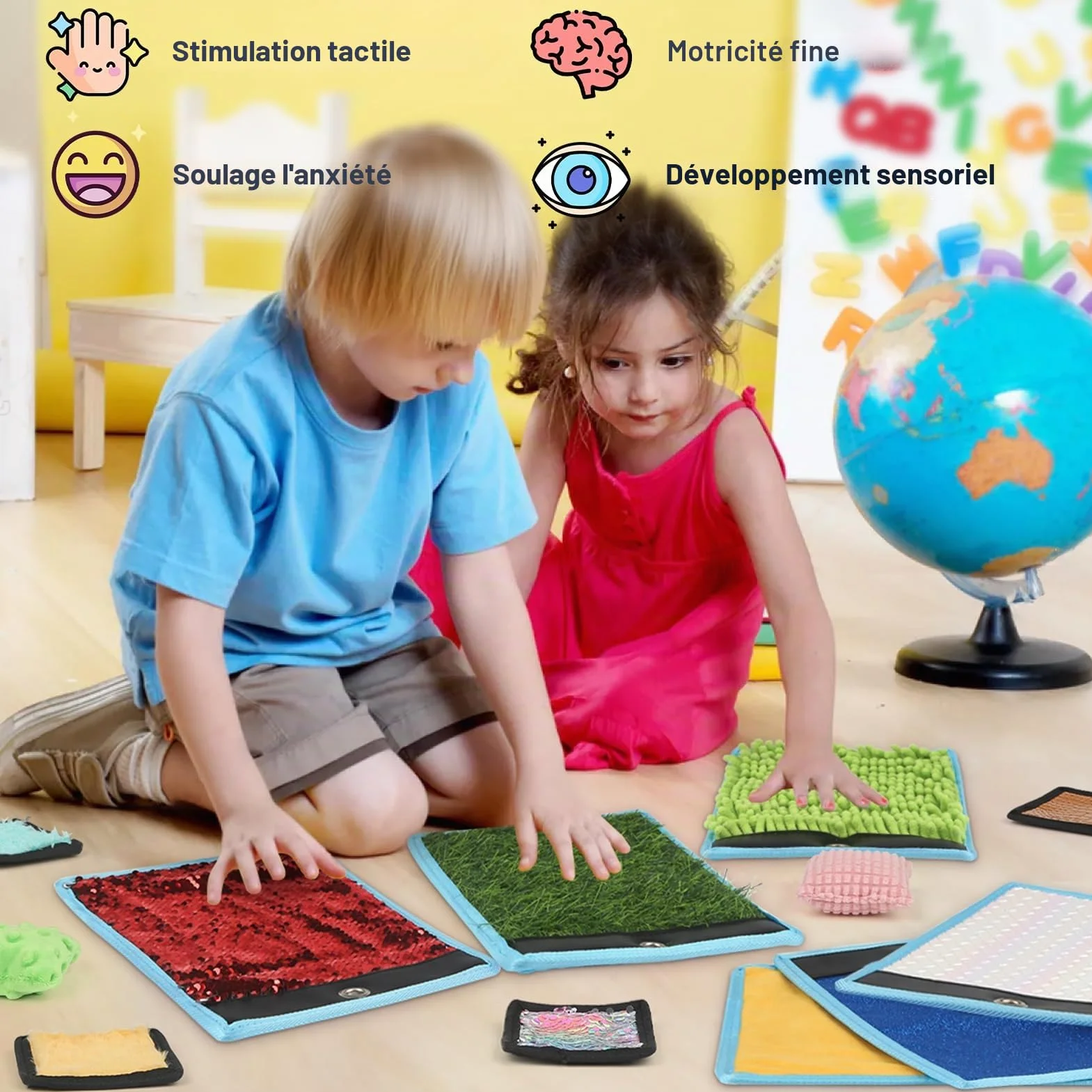 Joyreal Tapis Sensoriel pour Enfants Autistes, Vitres Tactiles, Carreaux Sensoriels 3+