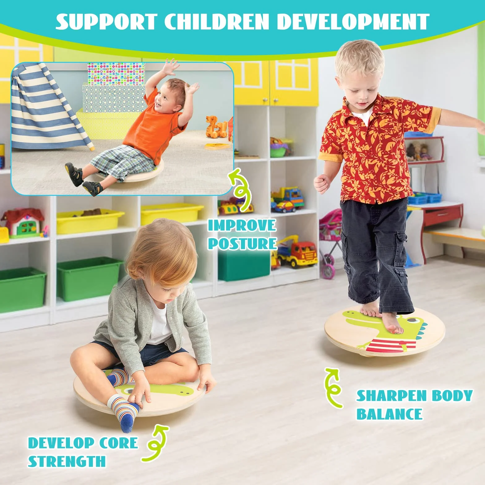 Planche d'Équilibre Montessori en Bois pour Enfants 3-8 Ans