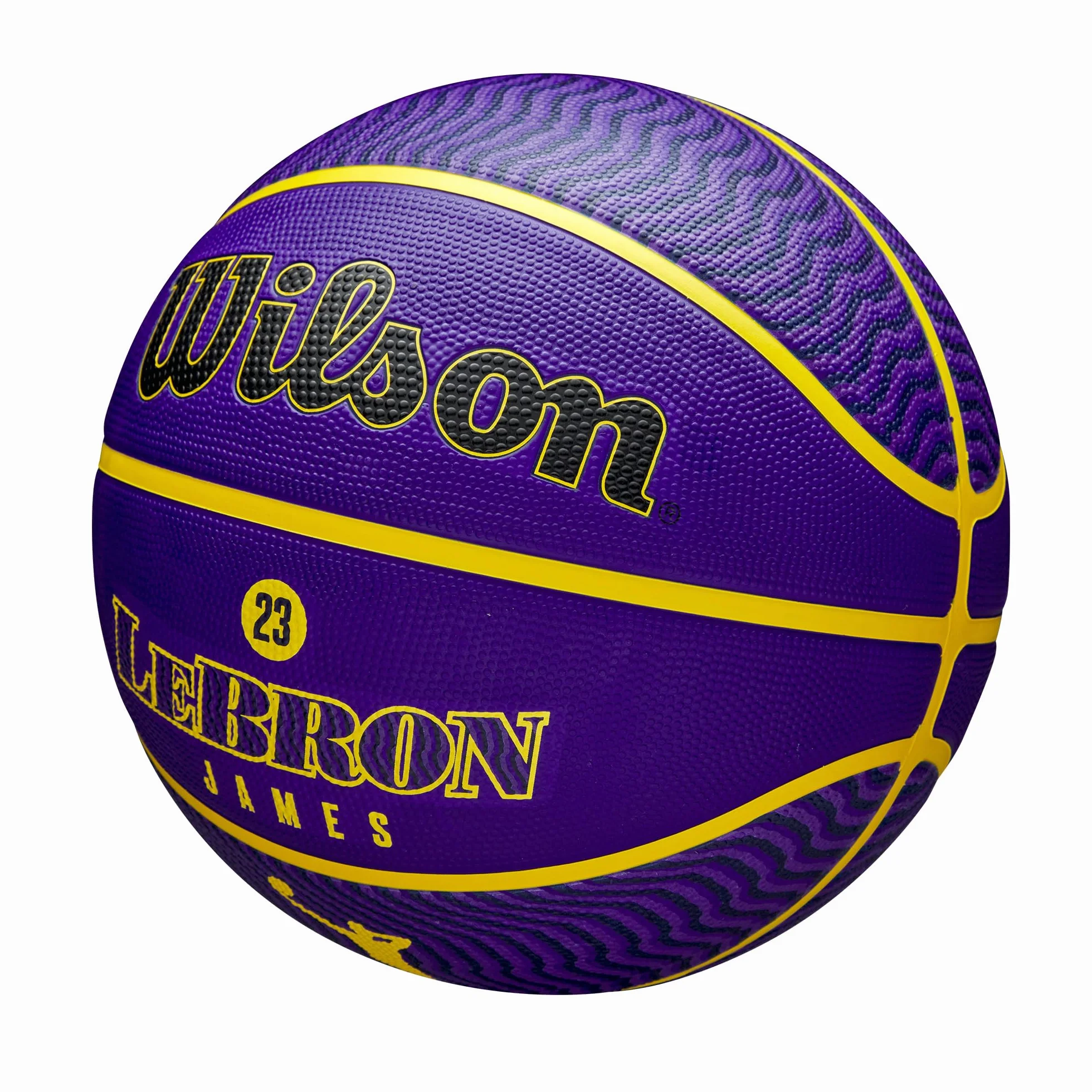 WILSON NBA Player Icon Ballon de Basket d'Extérieur Lebron James Taille 7 Violet/Jaune