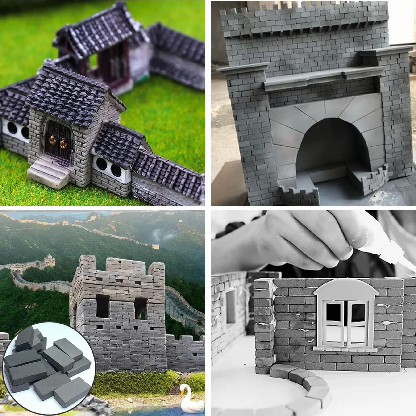 Woohome 542 PCS Tuiles Miniatures Mini Briques Gris pour DIY Fairy Garden Dollhouse Decor