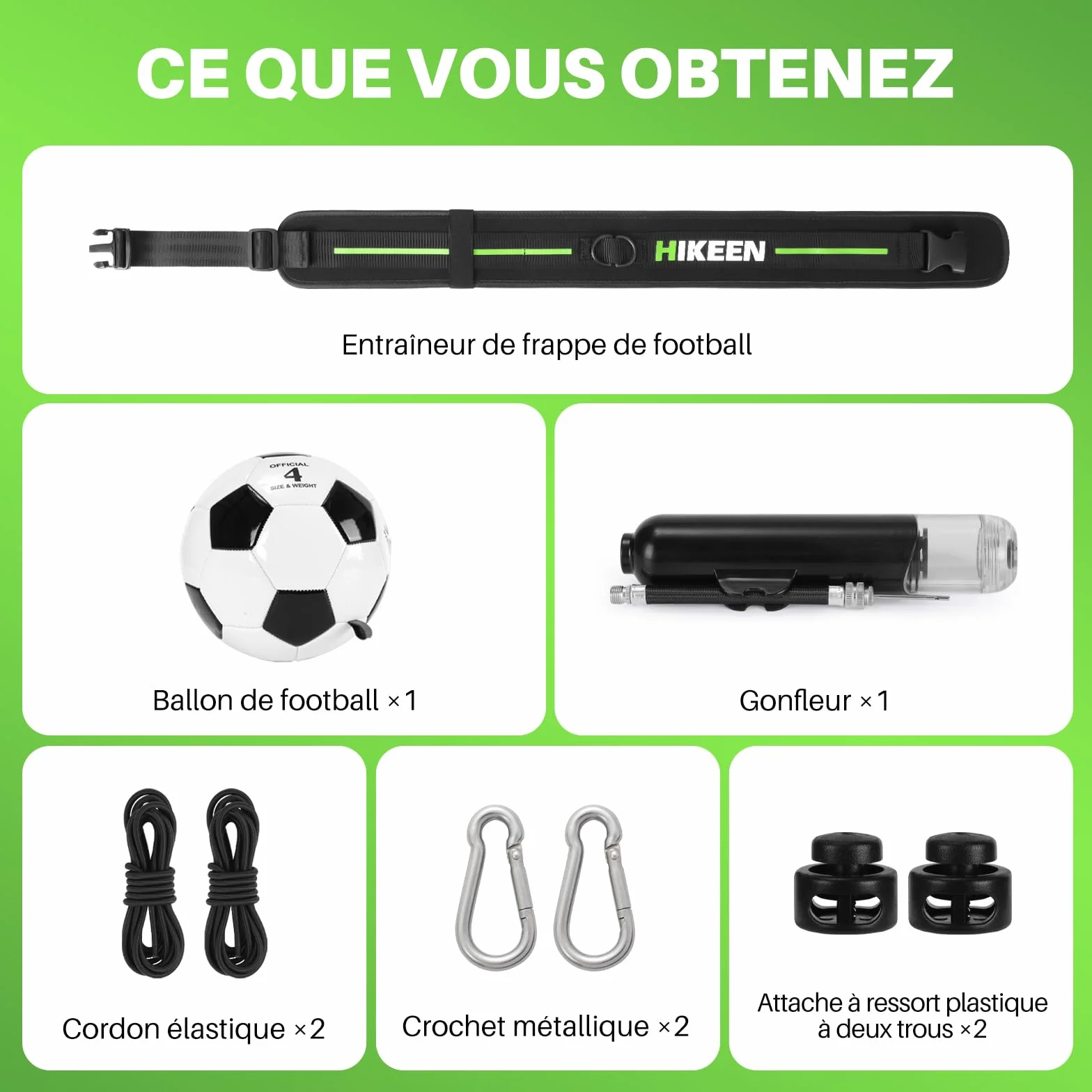 Hikeen Ceinture d'entrainement Football Réglable avec Ballon Foot Kit Entrainement Corde Élastique Adolescents Adultes