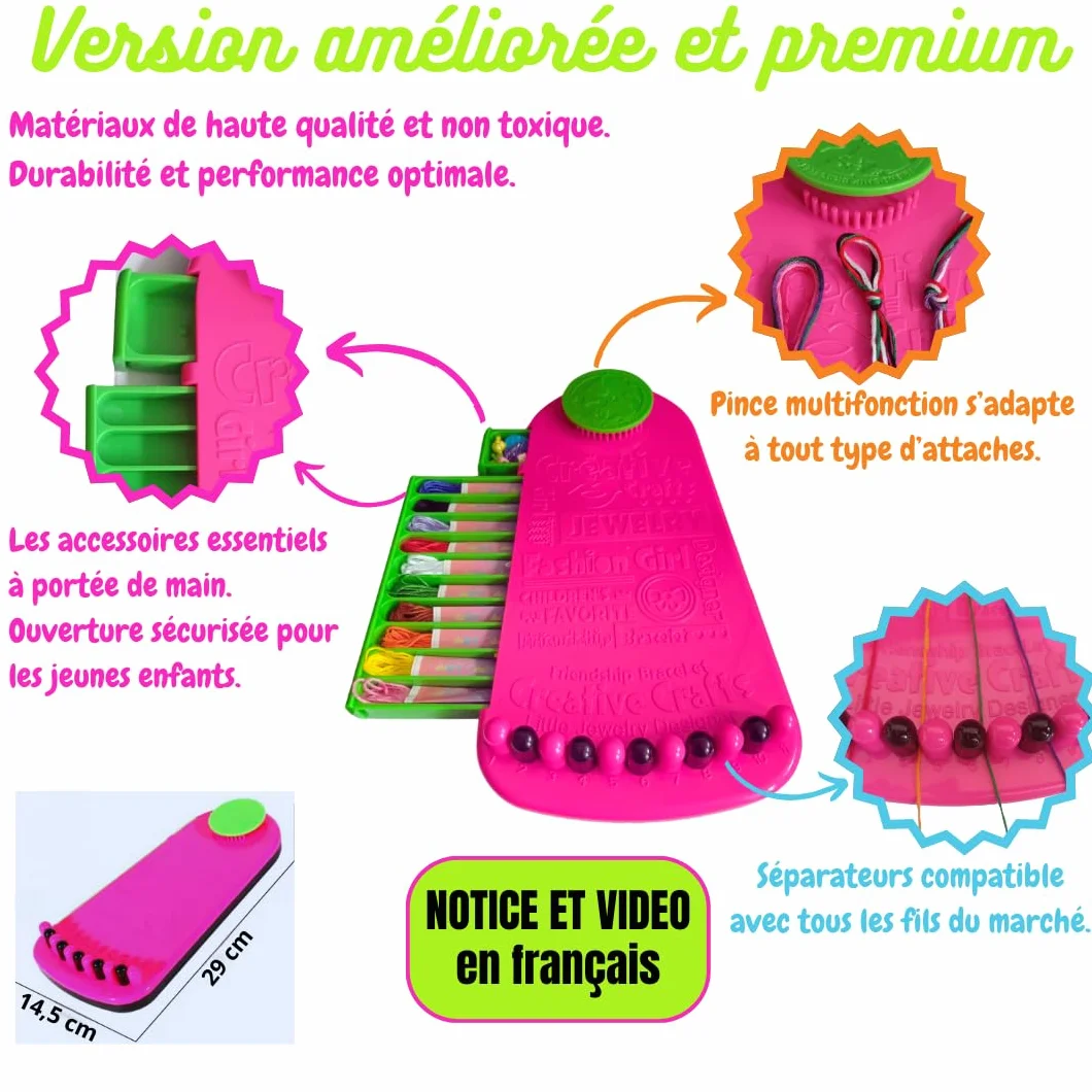Kit Bracelet Bresilien d'Amitié DIY avec Notice Français – Cadeau Fille 8-16 Ans – Loisirs Créatifs Enfants Adultes
