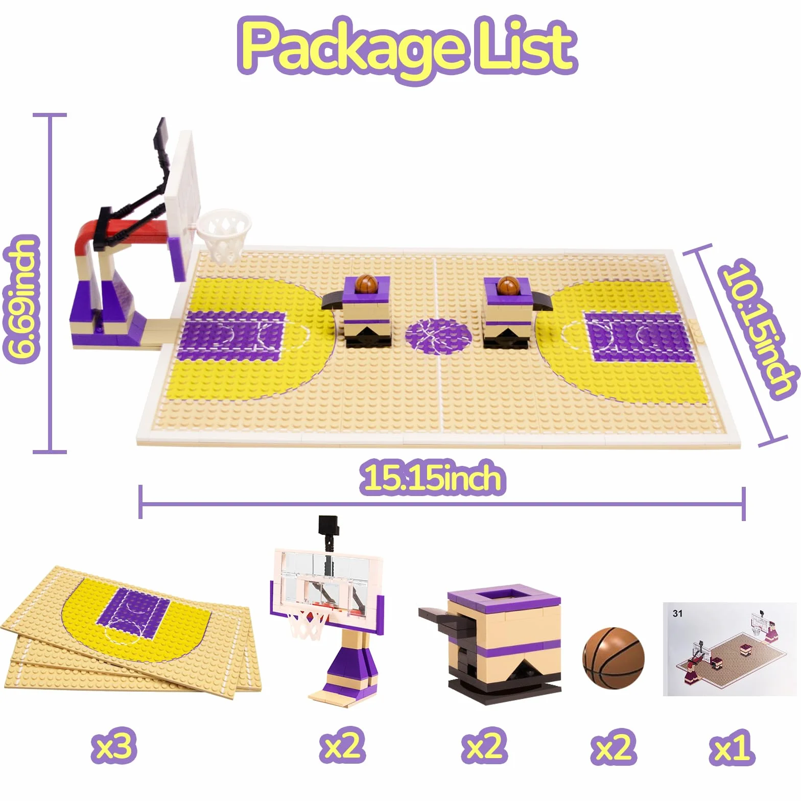 Kit de jeu de basket-ball avec 2 supports, plaques de base et ballon
