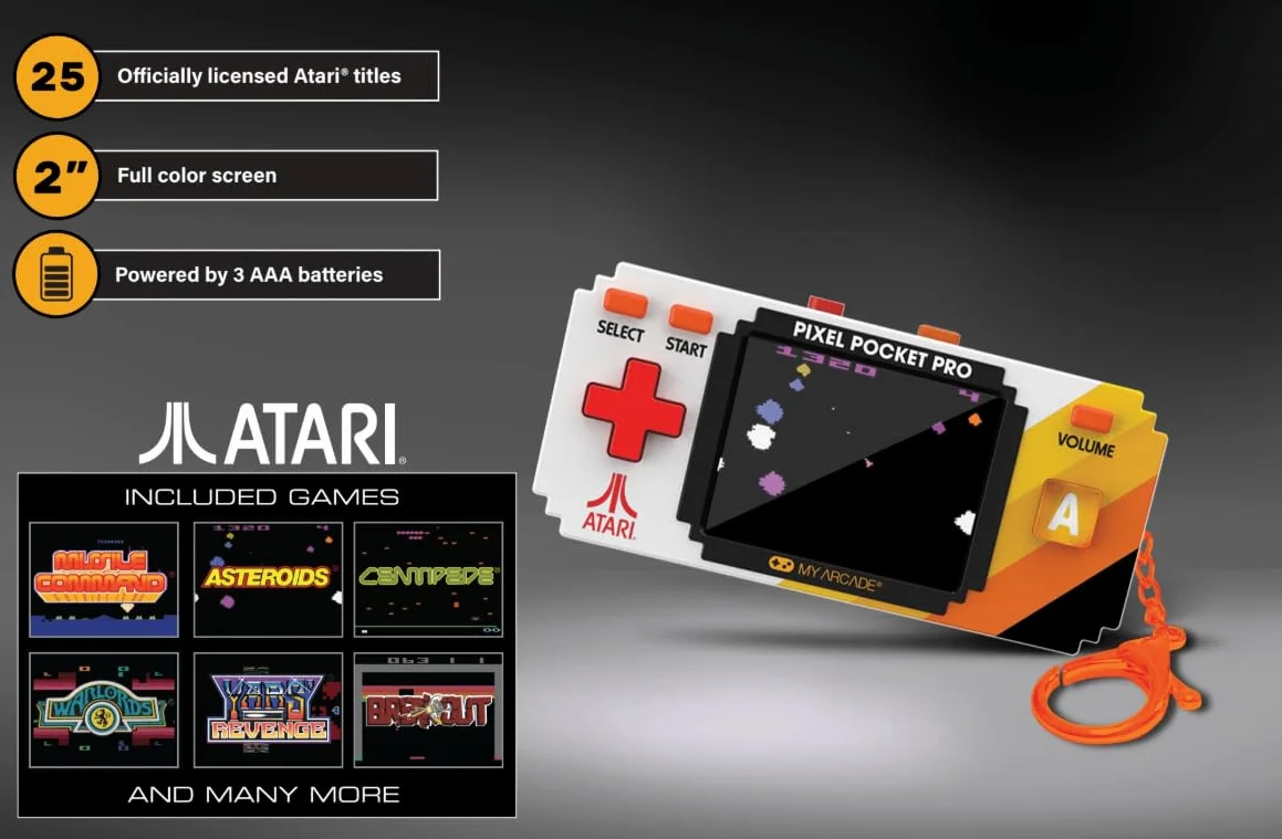 Atari Pixel Player: Officially Licensed Portable Arcade Keychain Video Game