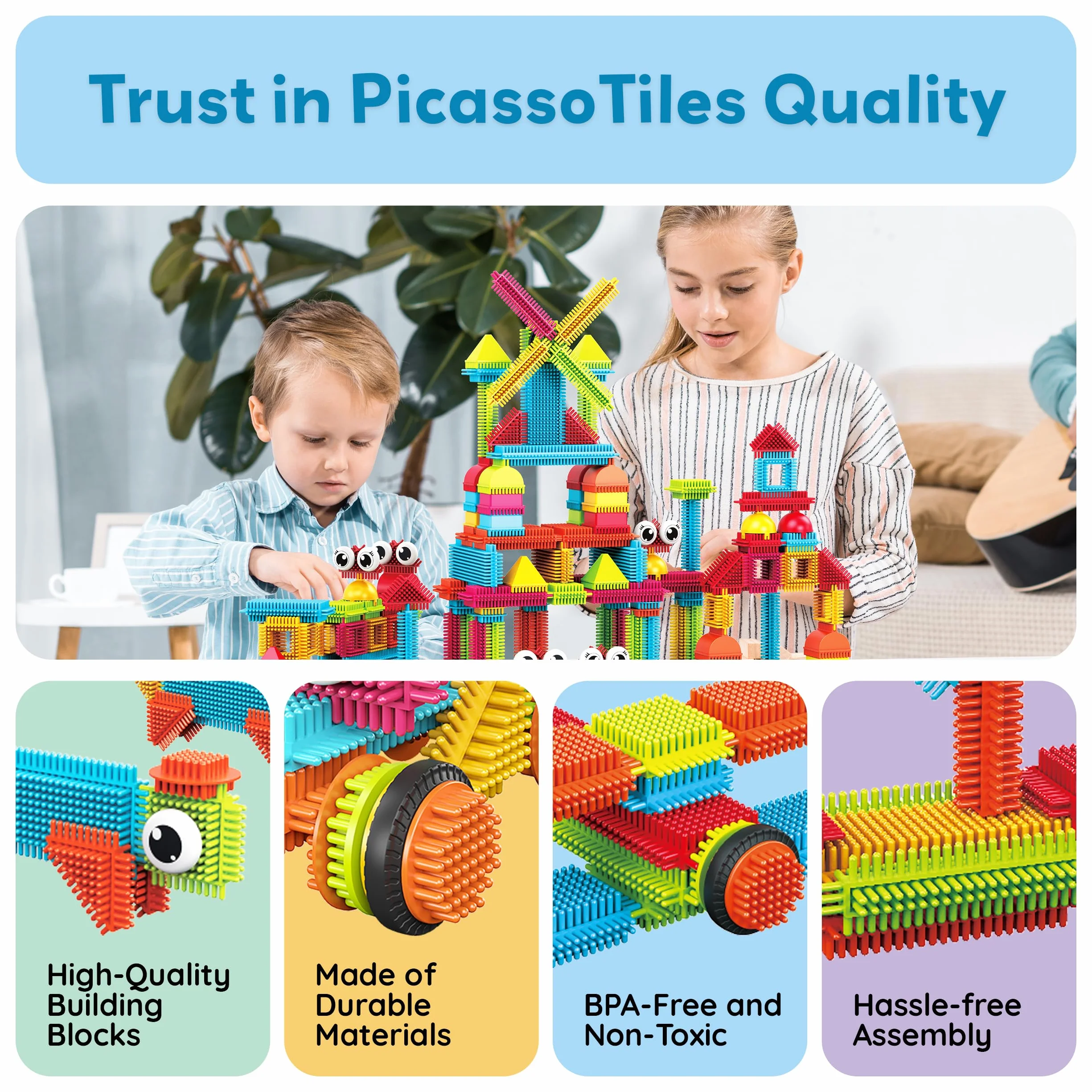 Picasso Toys PTB112 Blocs de Construction STEM en Forme de hérisson - Jouet d'apprentissage empilable