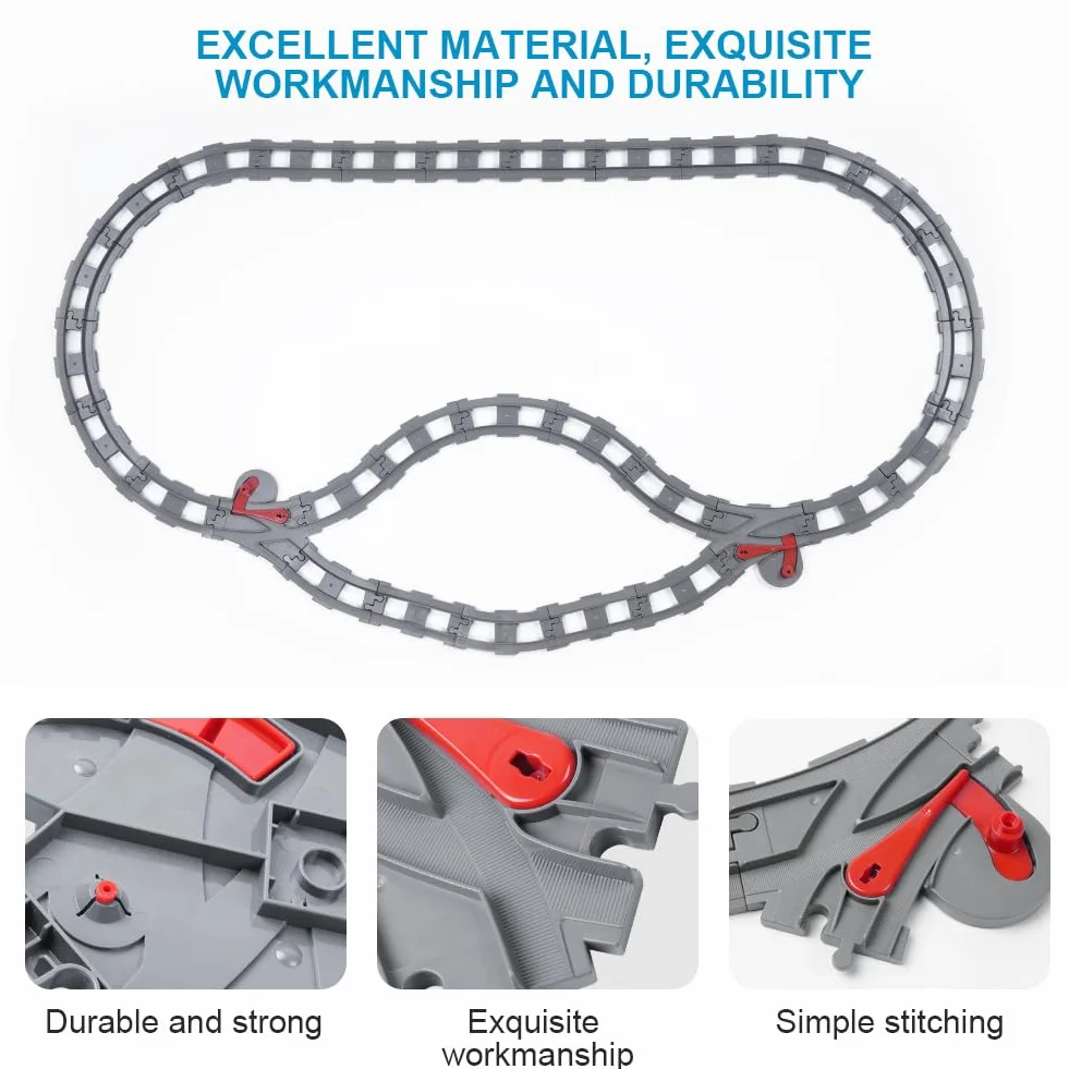 HOTUT Building Blocks Train Track Set, 32 Pièces City Rails, Extension de Rails de Blocs de Construction