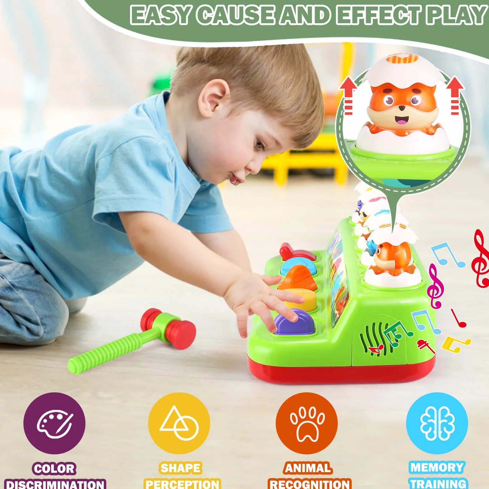 Jouet Montessori Pop-Up Bébé 1 an avec Musique Lumières Animaux Couleurs Jouet Éducatif Enfant 1-4 Ans Fille Garçon Cadeau Anniversaire Noël