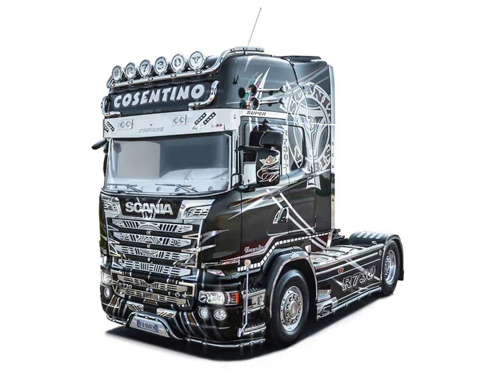 Italeri 3952S - 1:24 Scania R730 Streamline Show Truck, modélisme, modélisme sur pied, bricolage, passe-temps, collage, kit en plastique, détaillé, unisexe adulte, noir