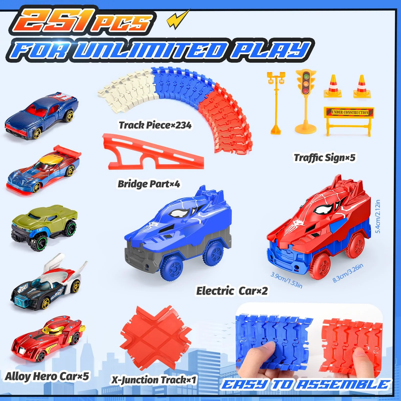 Circuit Voiture Enfant Garcon Fille 2-6 Ans Flexible Electrique Jeux