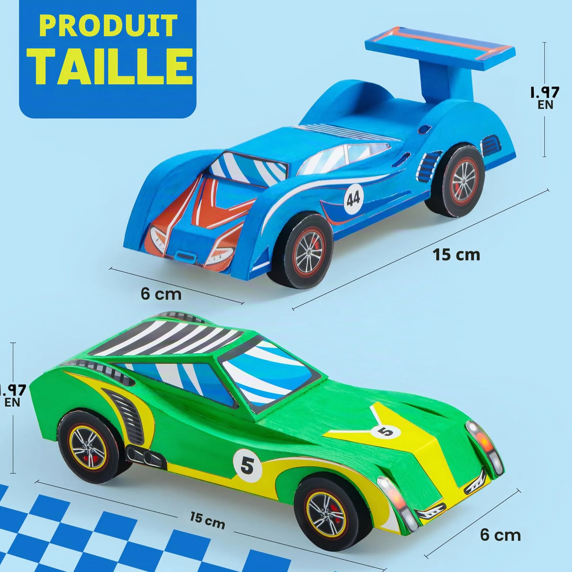 Klever Kits Kit de peinture pour voitures de course en bois, activités artistiques enfants 6-12 ans