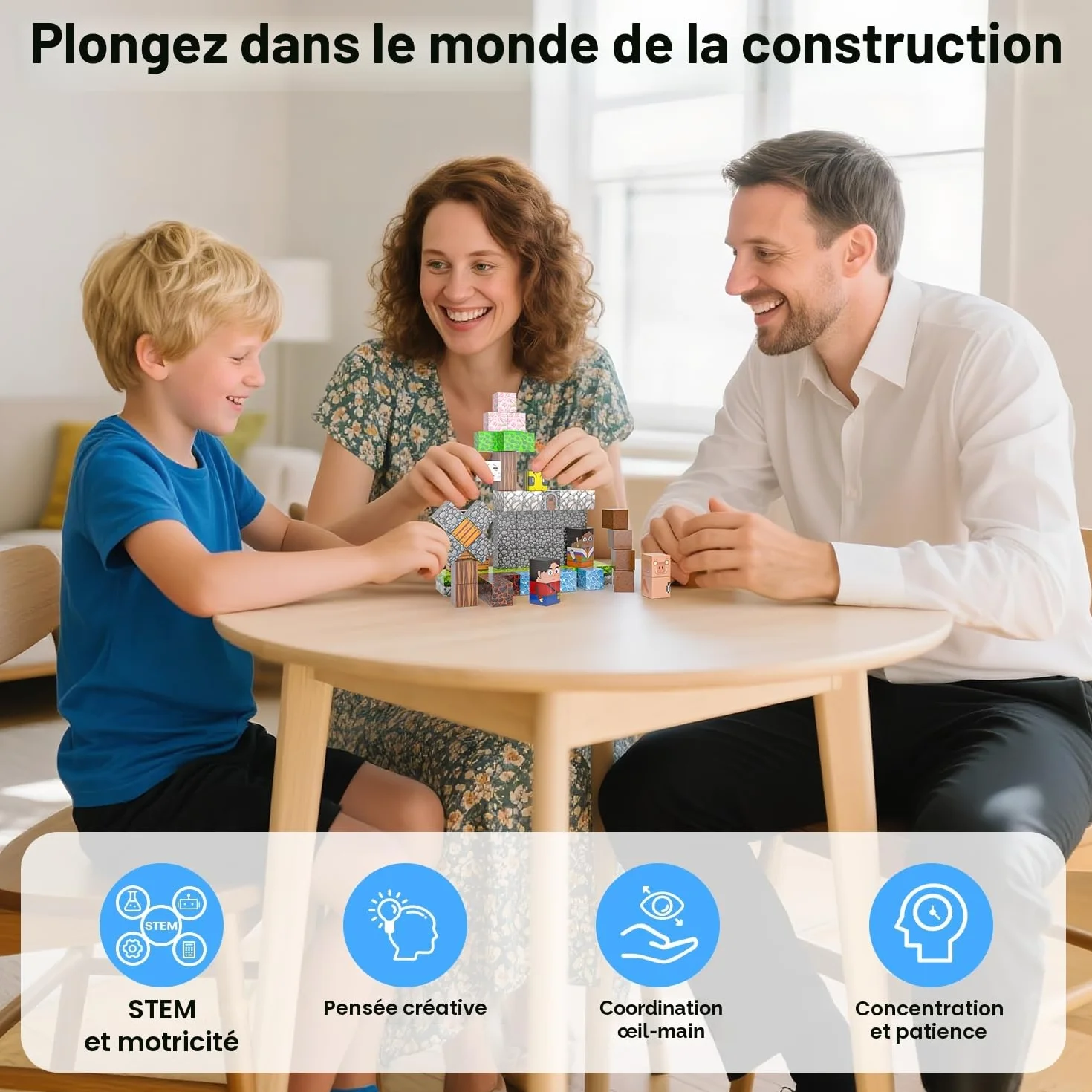 Bloc Construction Magnétique 100 PCS, Magnetic Blocks pour Enfant 3+ Ans, Cube Magnétique Garçon Fille