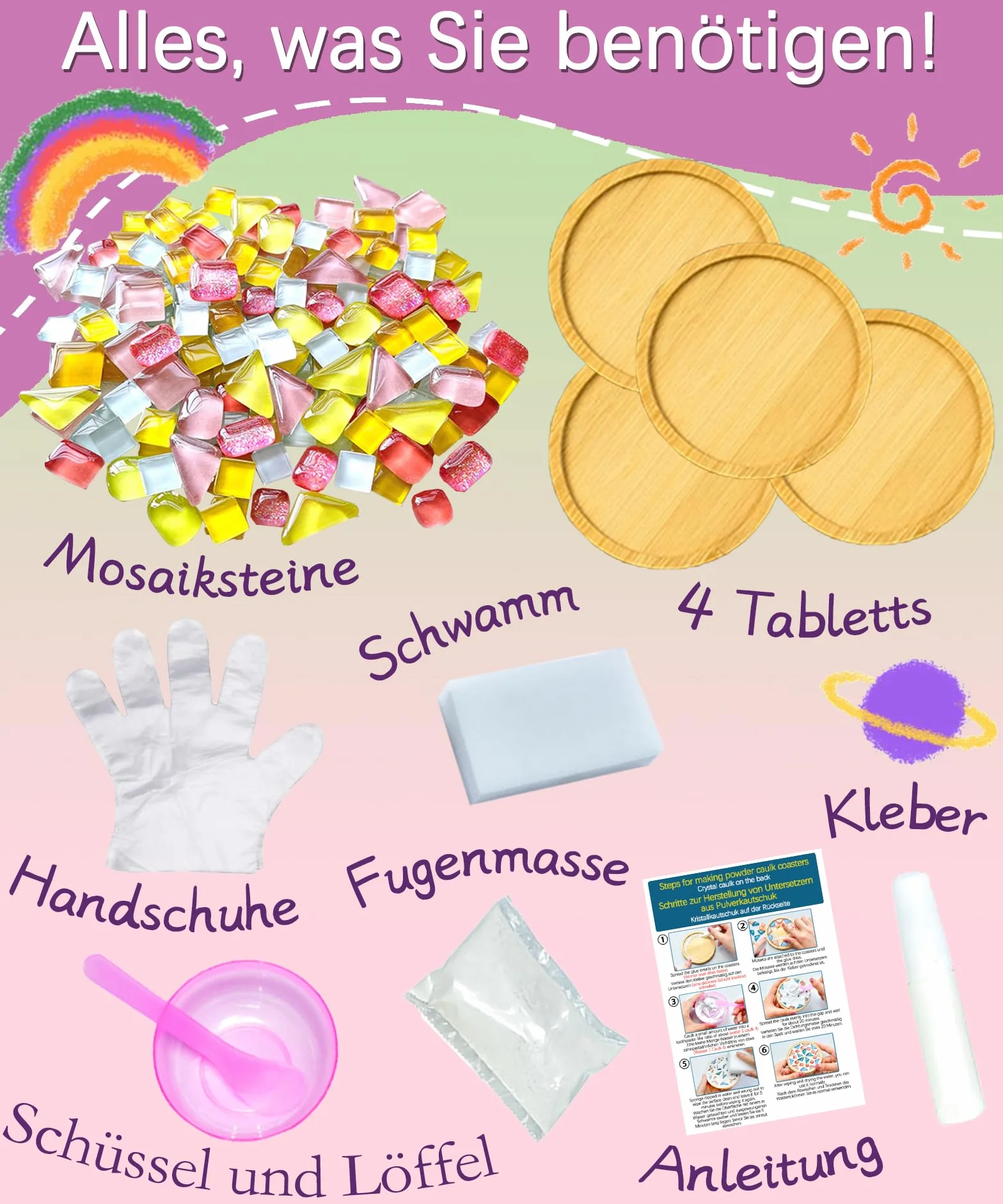 Kit Mosaïque Adulte DIY Bois Dessous de Verre Loisirs Créatif Cadeau Enfants 5+