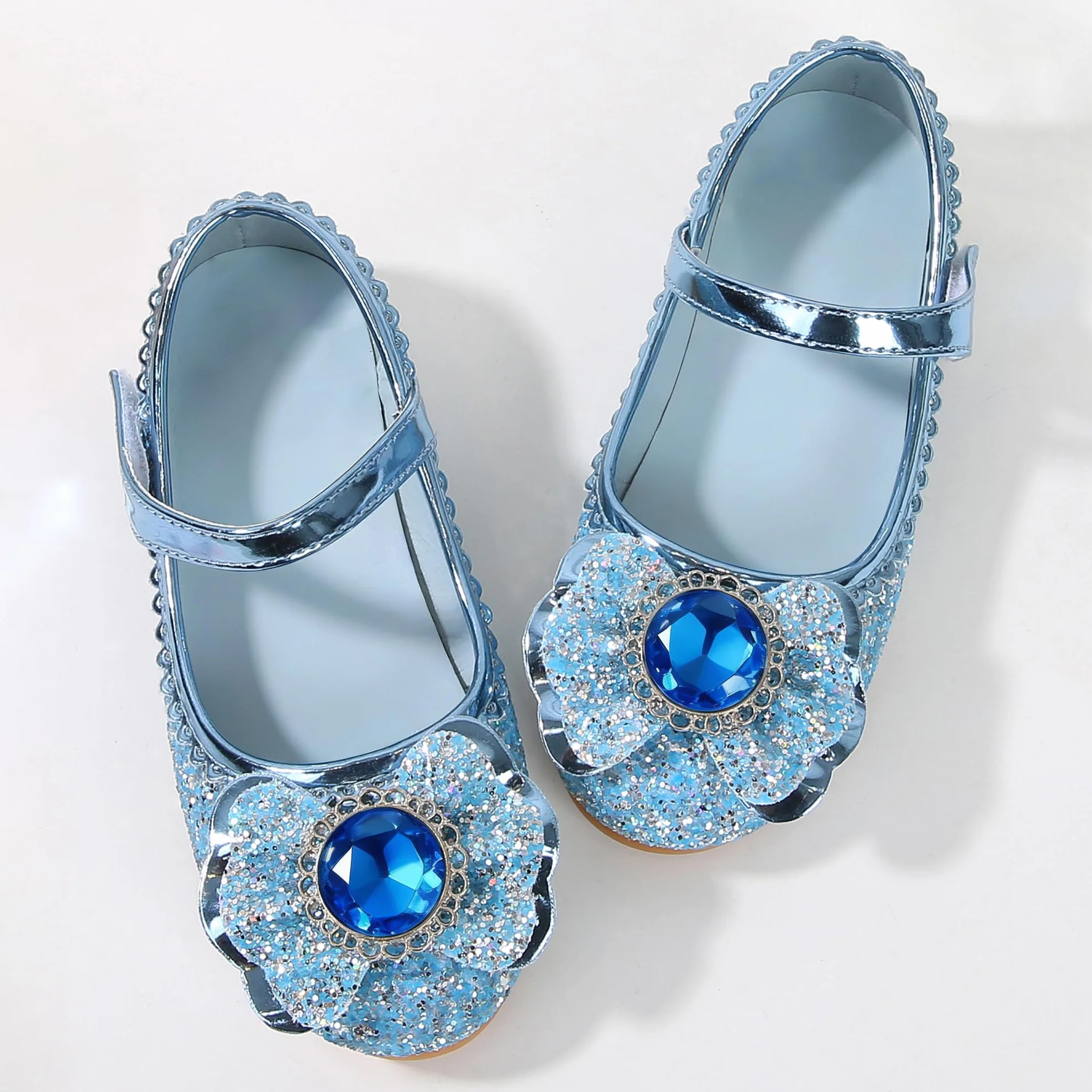 Sandale à Talon Haut Enfant Ballerine Argenté Halloween Noël Anniversaire Mariage Déguisement Crystal Bleu 30 EU
