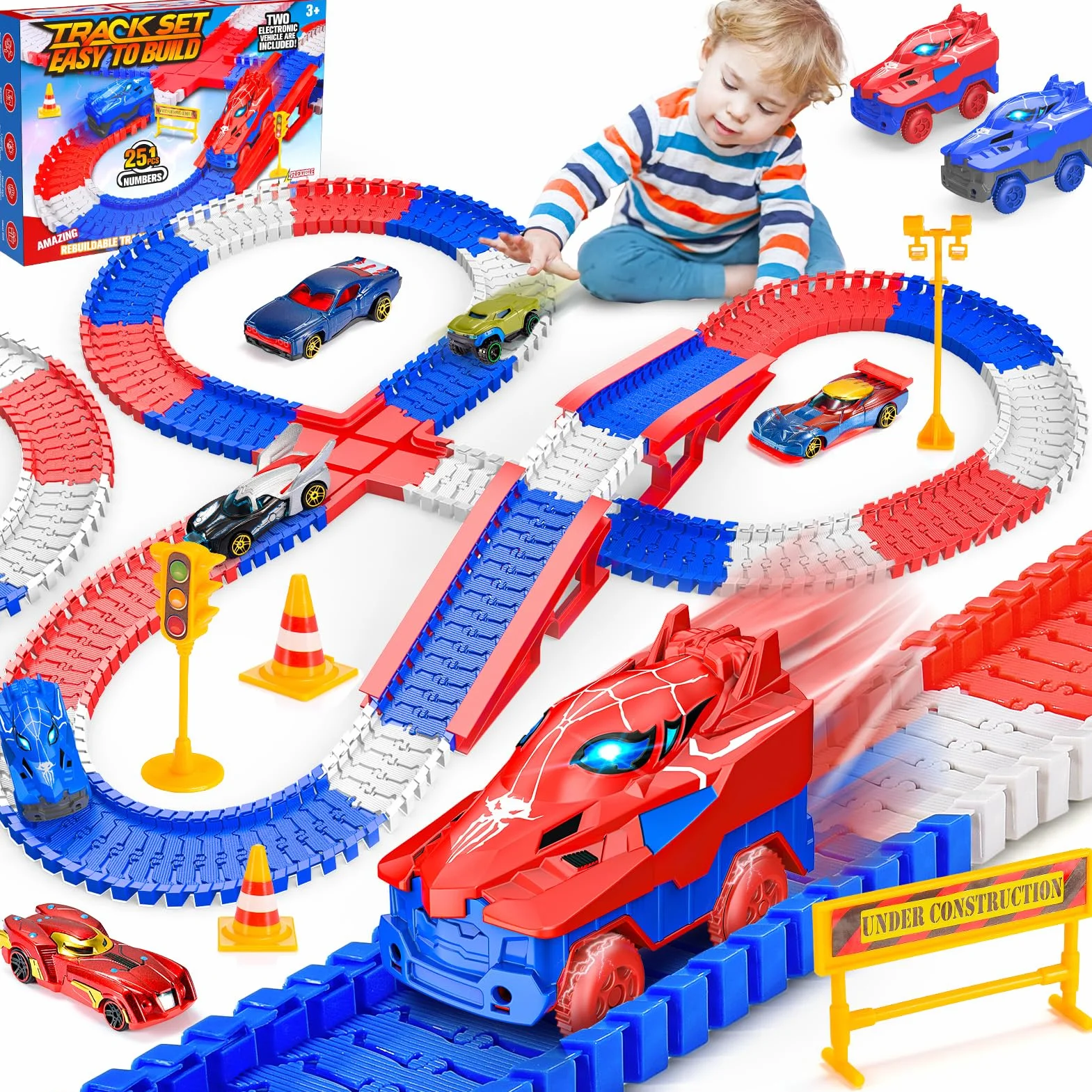 Circuit Voiture Enfant Garcon Fille 2-6 Ans Flexible Electrique Jeux