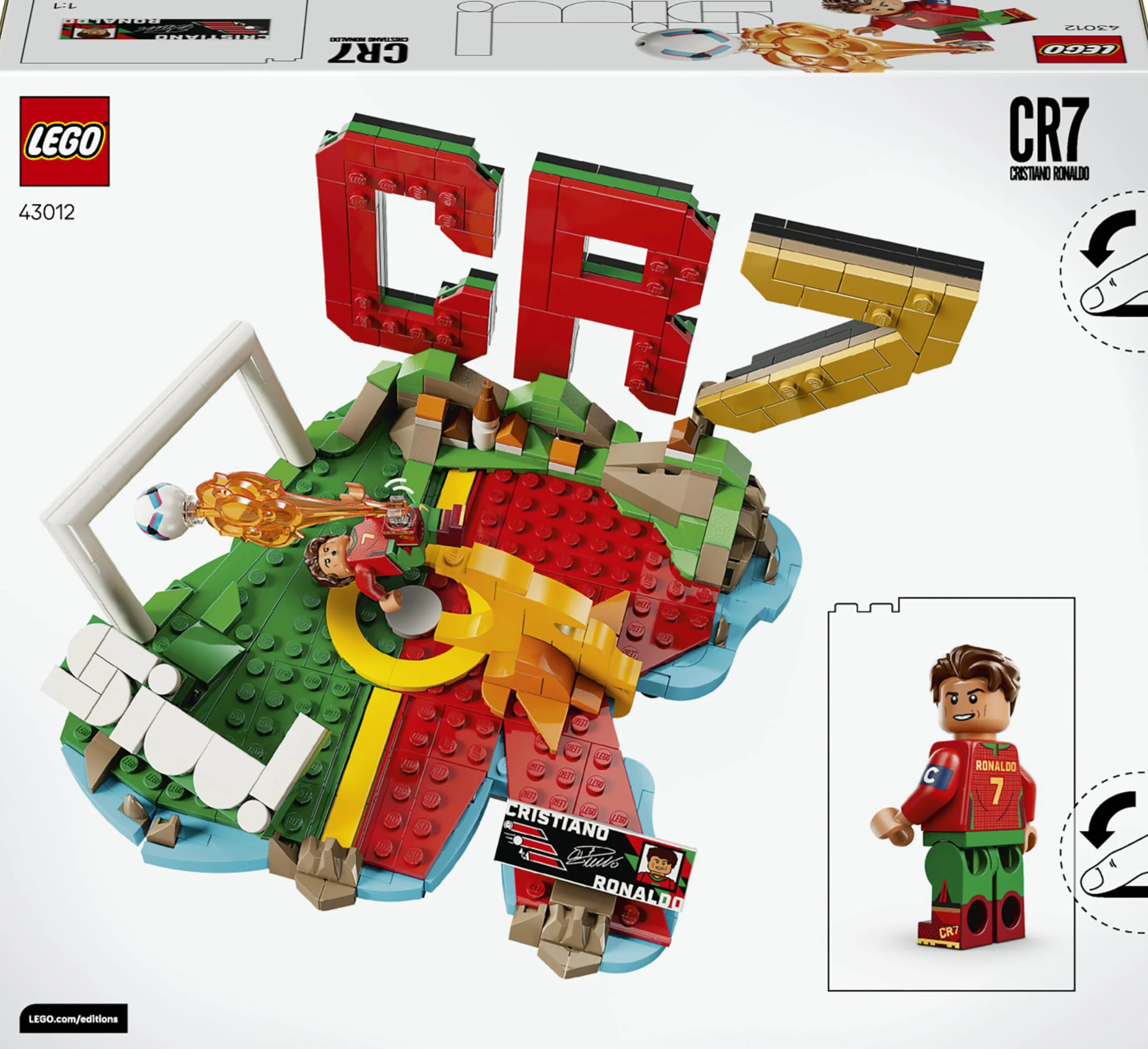 LEGO Editions Cristiano Ronaldo Maquette 3D Football avec Minifigurine Collector 43012 Cadeau 10 Ans