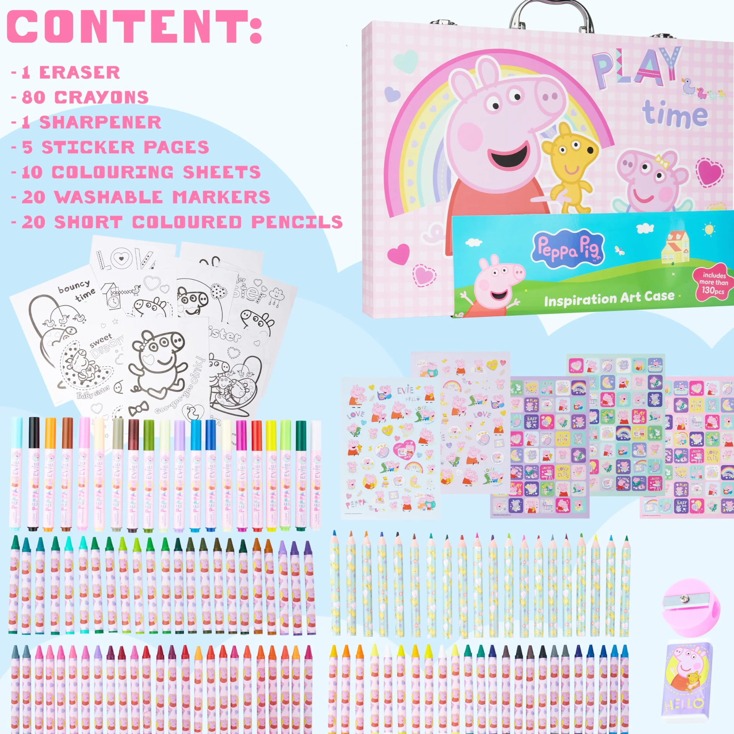 Peppa Pig Coffret Coloriage Enfant 137 Pièces Kit Papeterie Loisirs Créatifs