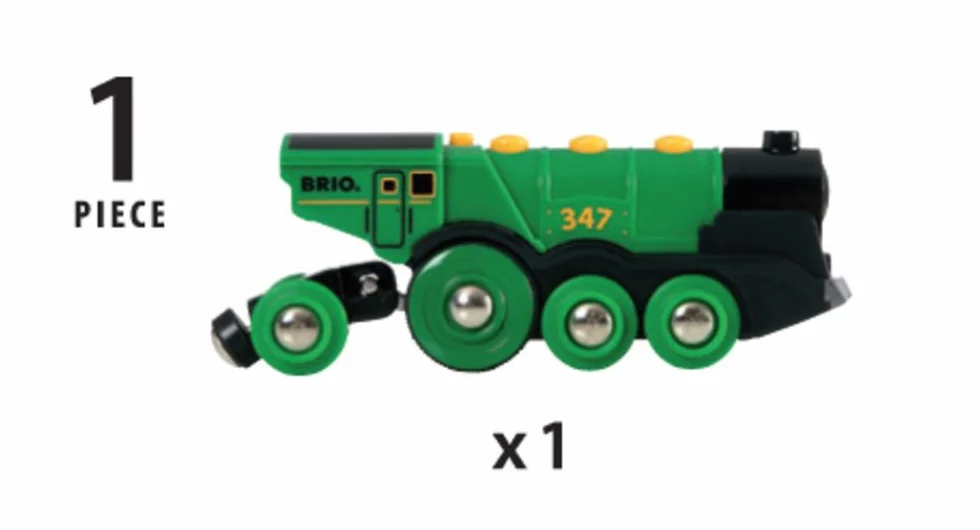 BRIO World 33593 Locomotive Verte Puissante À Piles Train Électrique Jouet pour Garçons Filles Dès 3 Ans