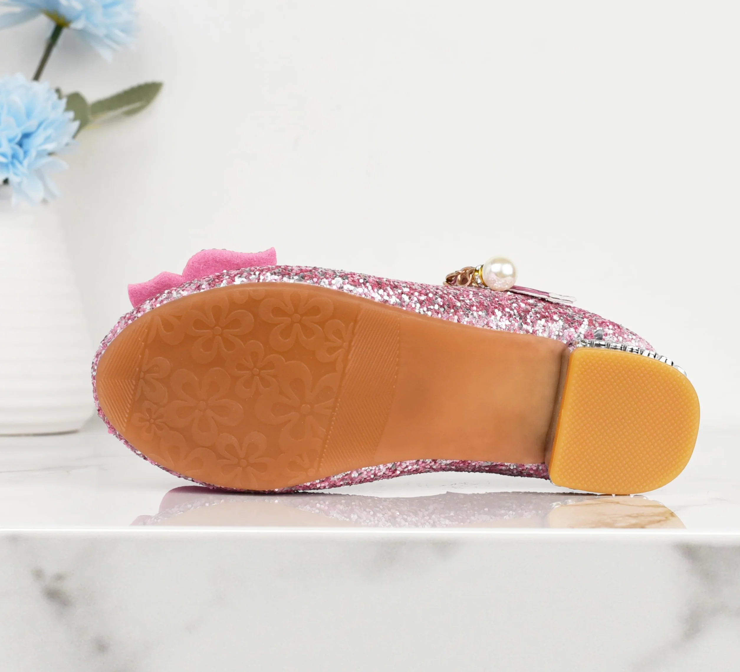 Chaussures de Princesse à Talon pour Filles avec Paillettes Déguisement Reine Scintillantes