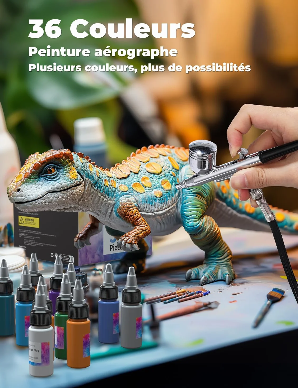 Kit Peinture Aérographe Oasser 36 Pcs 33 Couleurs 20 ml