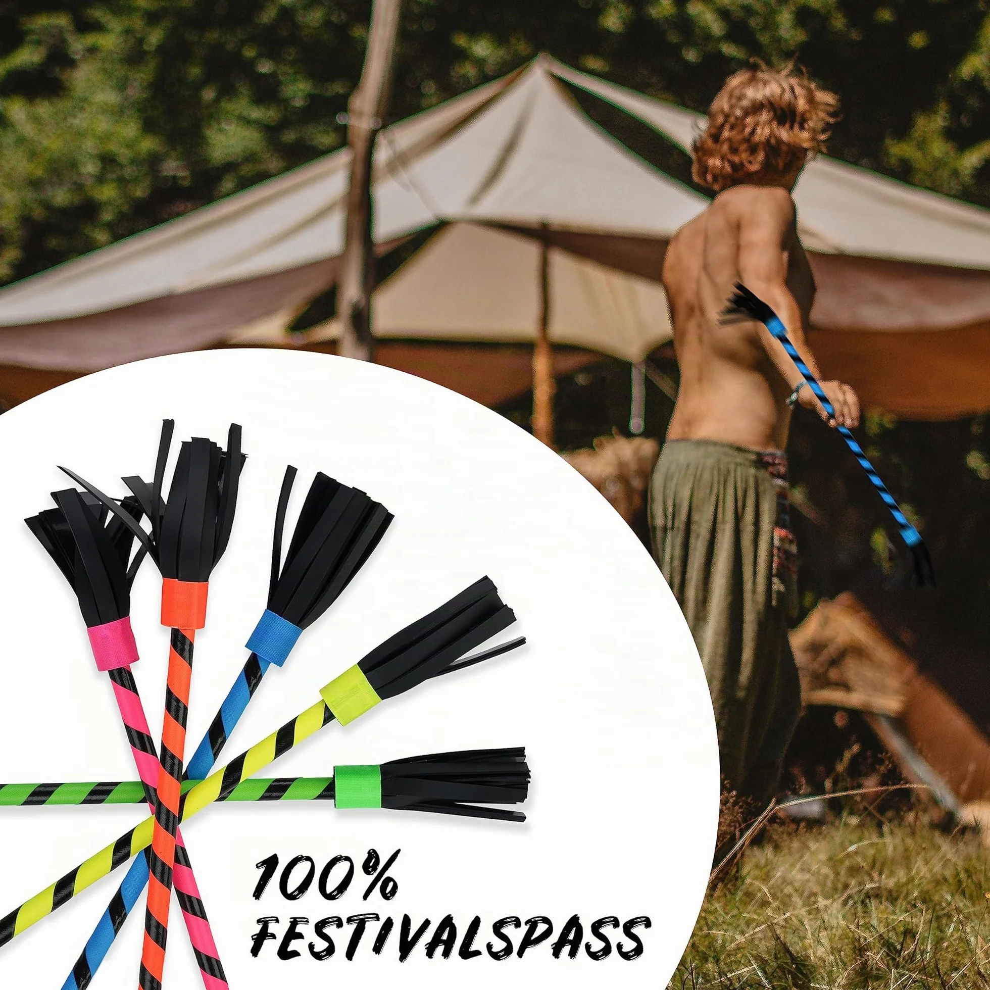 Diabolo Freizeitsport Flowerstick Basic turquoise - Bâton fleur réactif aux UV avec deux bâtons en fibre de verre pour débutants