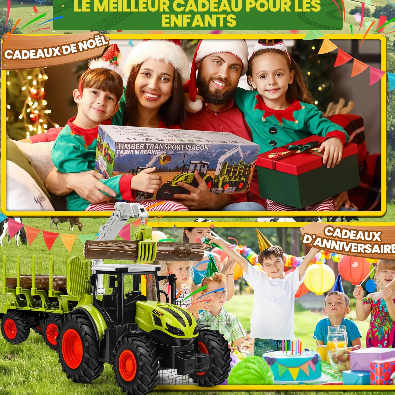 BuzzoXerex Tracteur Télécommandé Enfant avec Remorque Vache Jouet Ferme 3 4 5 Ans