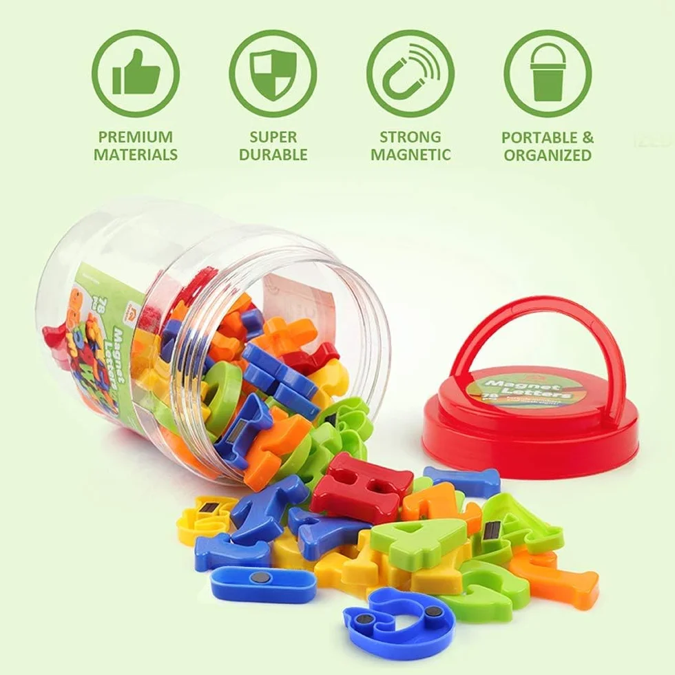 Coogam Magnétiques Lettres et Chiffres Alphabet Majuscule Minuscule Aimants Frigo Jouet éducatif Préscolaire 78 Pcs