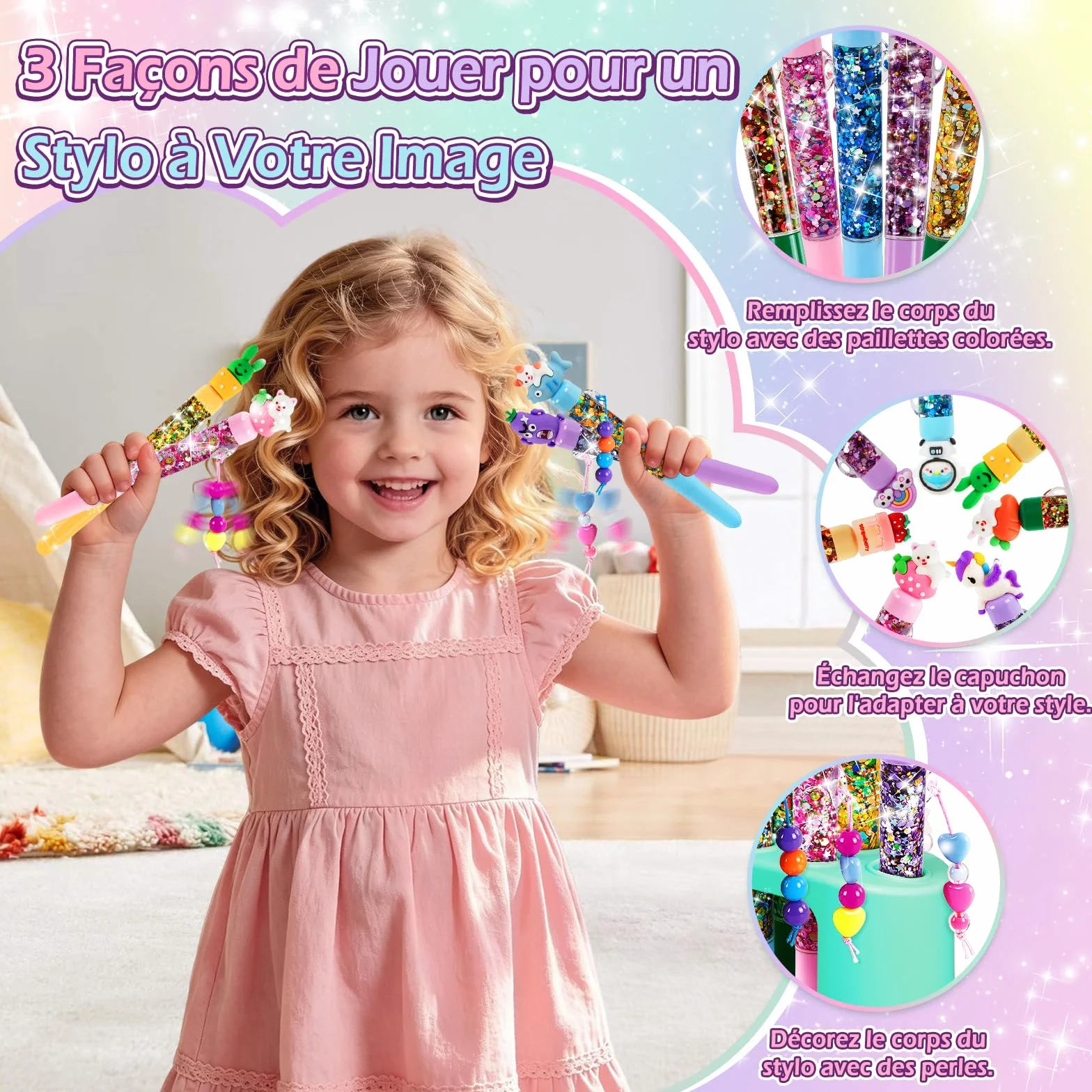 Kazzley Fabrique a Stylo avec 78+ PCS, Atelier des Stylos en Forme de Maison, Kit Loisir Creatif Enfant, ide Cadeau Fille 6-12 Ans