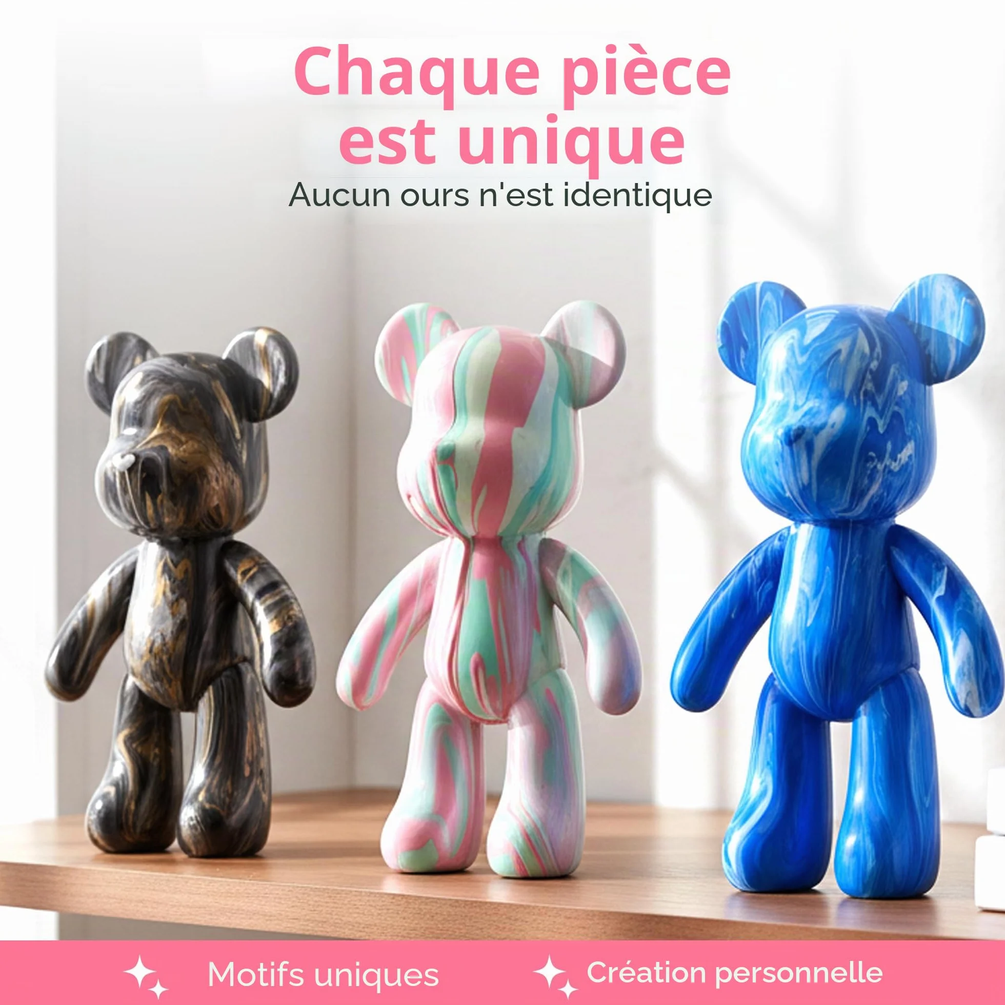 Kit de Peinture Liquide en Forme d'Ours - 3 Couleurs avec Pinceau et Nappe