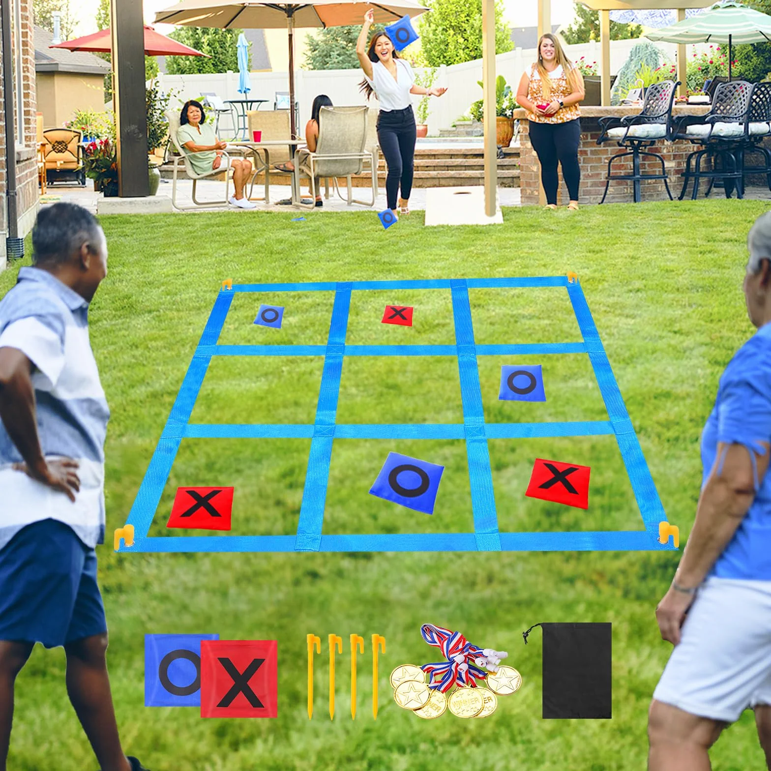 Jeu Géant de Morpion avec Lancer de Sacs, Activité Extérieure pour Jardin et Plage