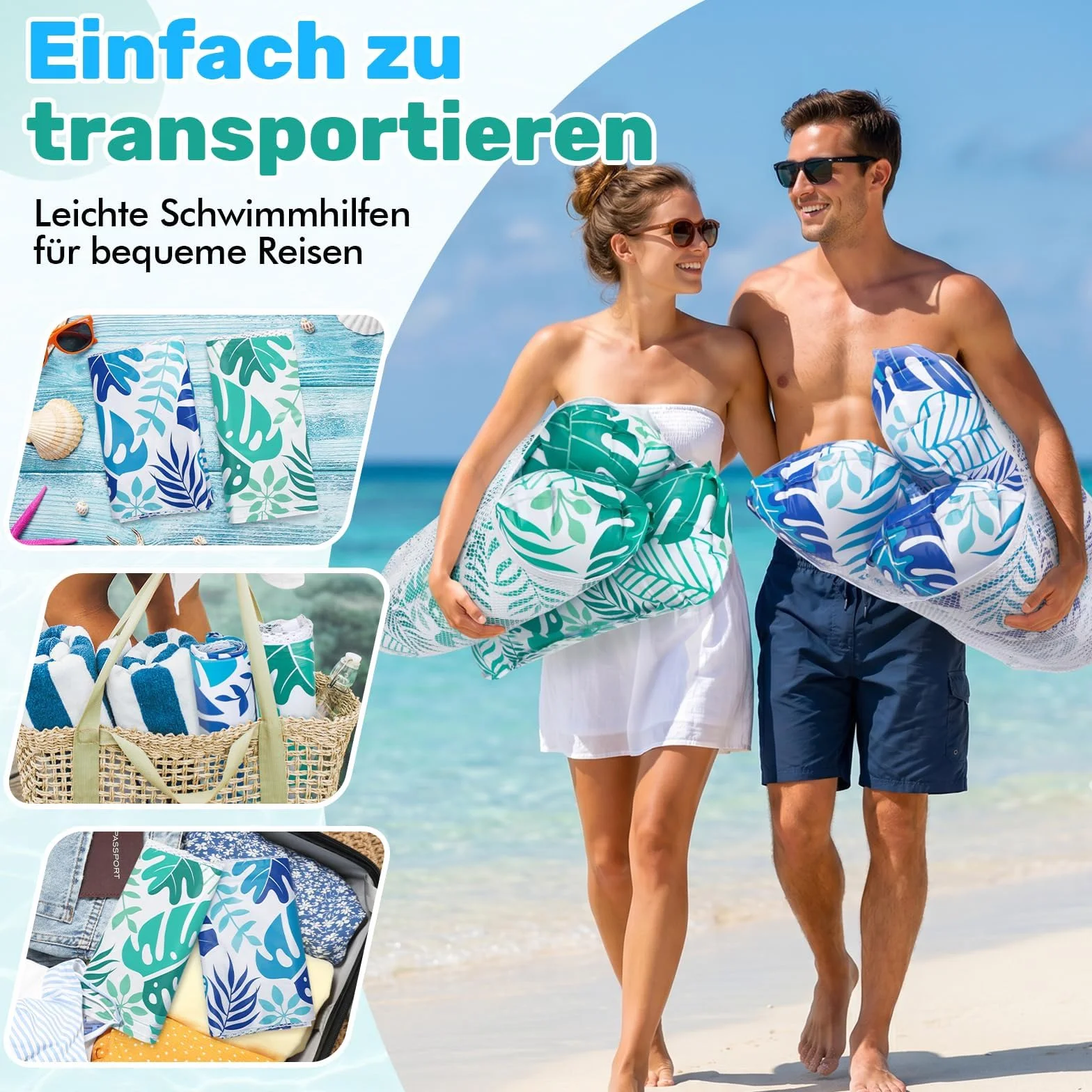 Elidepe Bouee Piscine 2 Pièces Matelas Gonflable Hamac Aquatique Flottant 4 en 1 pour Adulte
