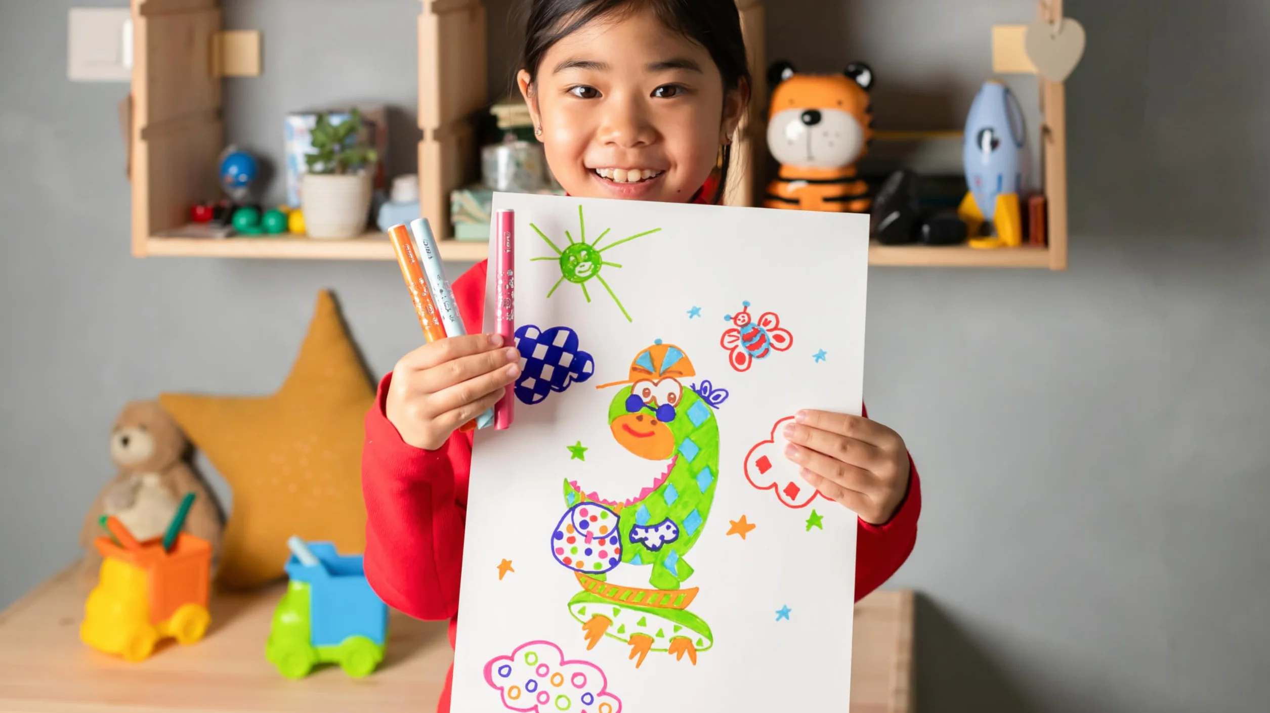 BIC Kids Visacolor XL Feutres de Coloriage à Pointe Large, Lavables, Encre à base d'eau, Pot de 48