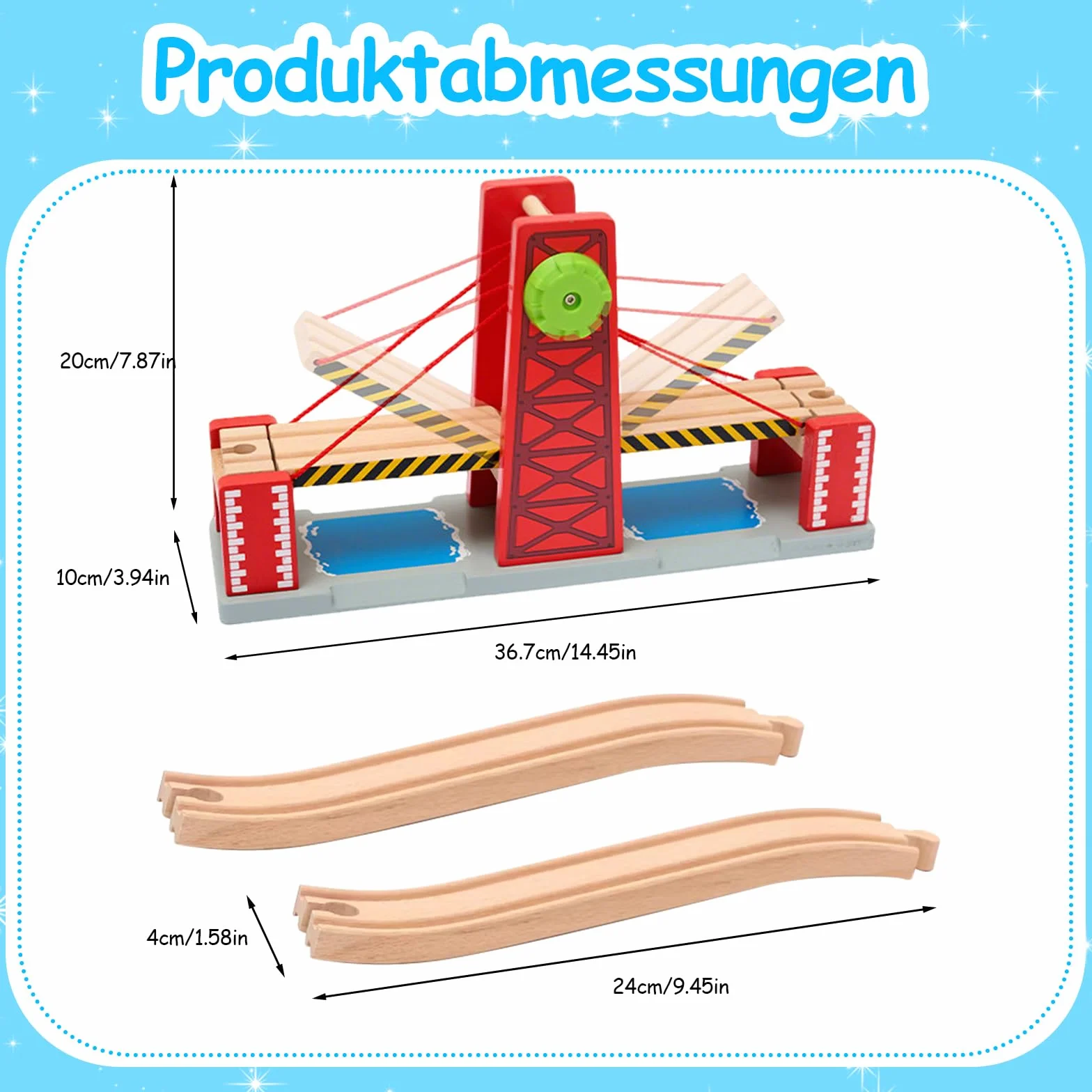 Pont de Chemin de Fer en Bois Compatible avec les Marques de Rails, Jeu de Train pour Enfants