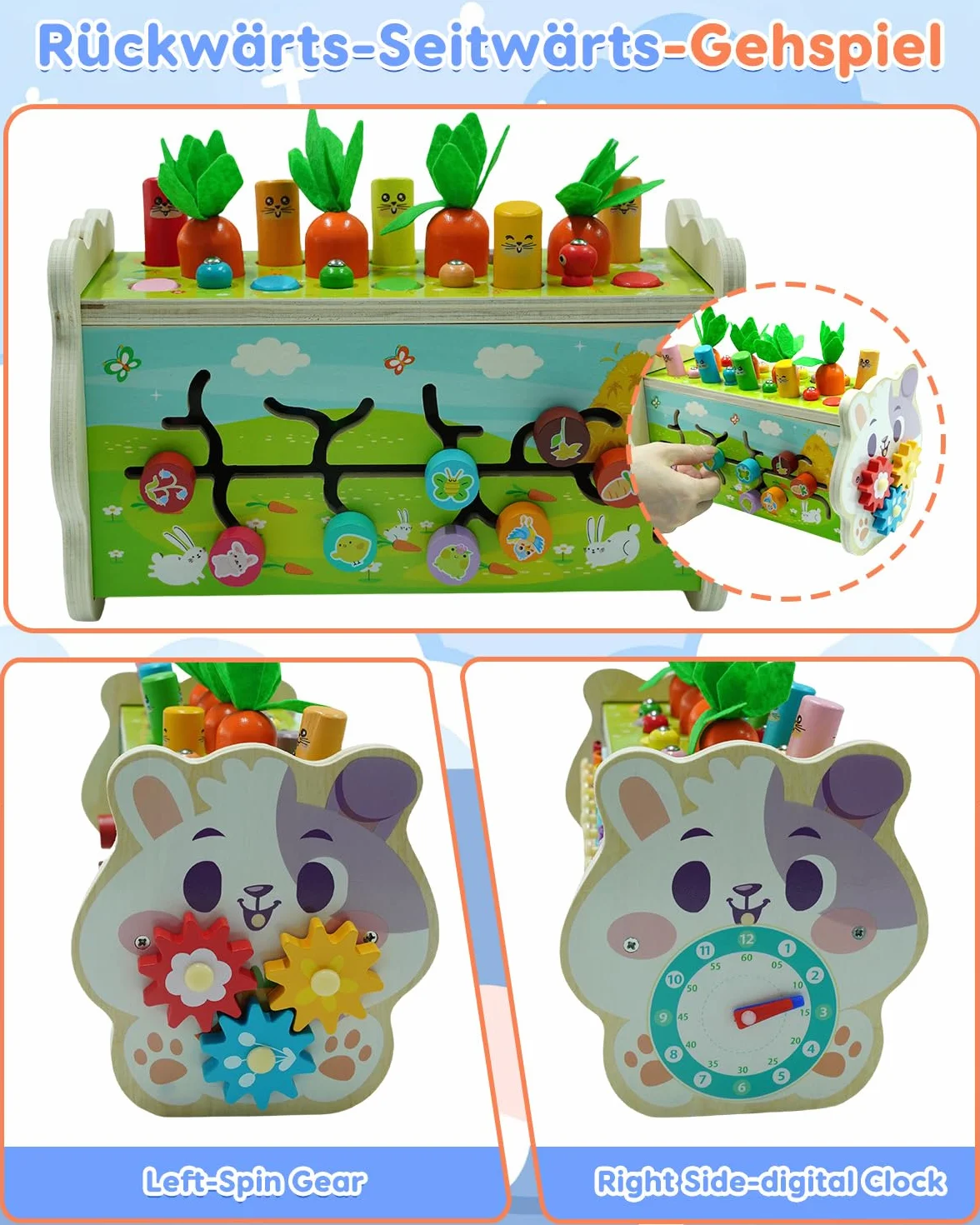 Jouet Montessori 1 an Jeux en Bois Educatif Enfant 12 Mois 1 2 3 Ans Xylophone Marteau Cueillir Les Navets 8 en 1 Activité Cadeau