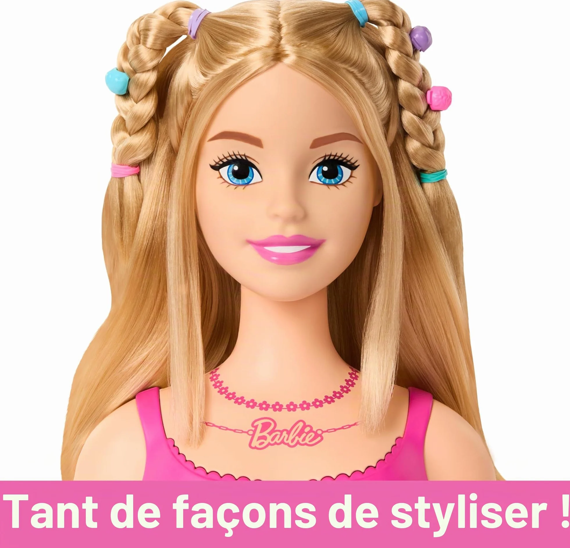 Barbie Tête de poupée cheveux blonds avec accessoires coiffure HMD88