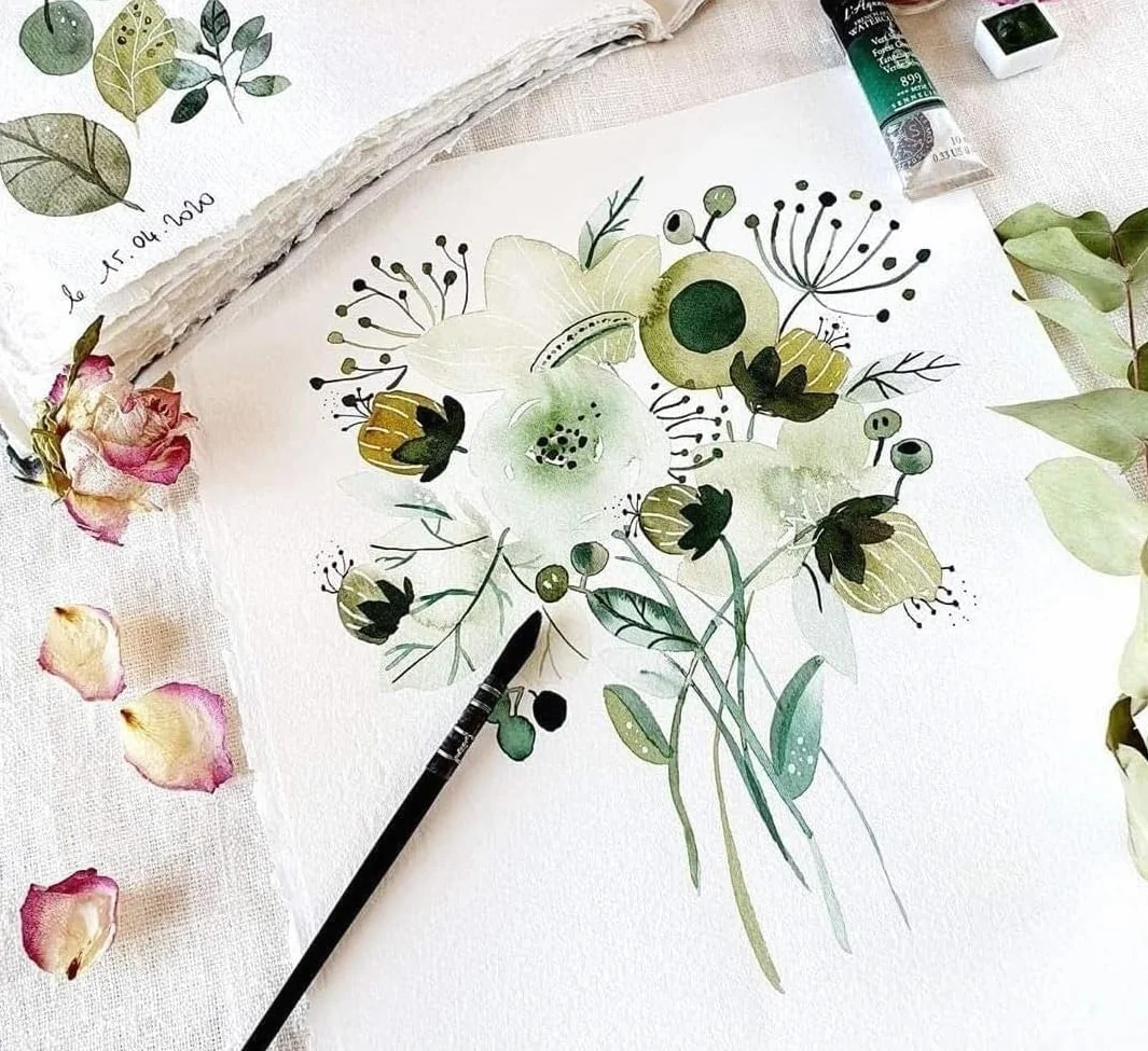 Sennelier Peinture Aquarelle Set Marie Boudon 12 Demi-Godets + 1 Carte