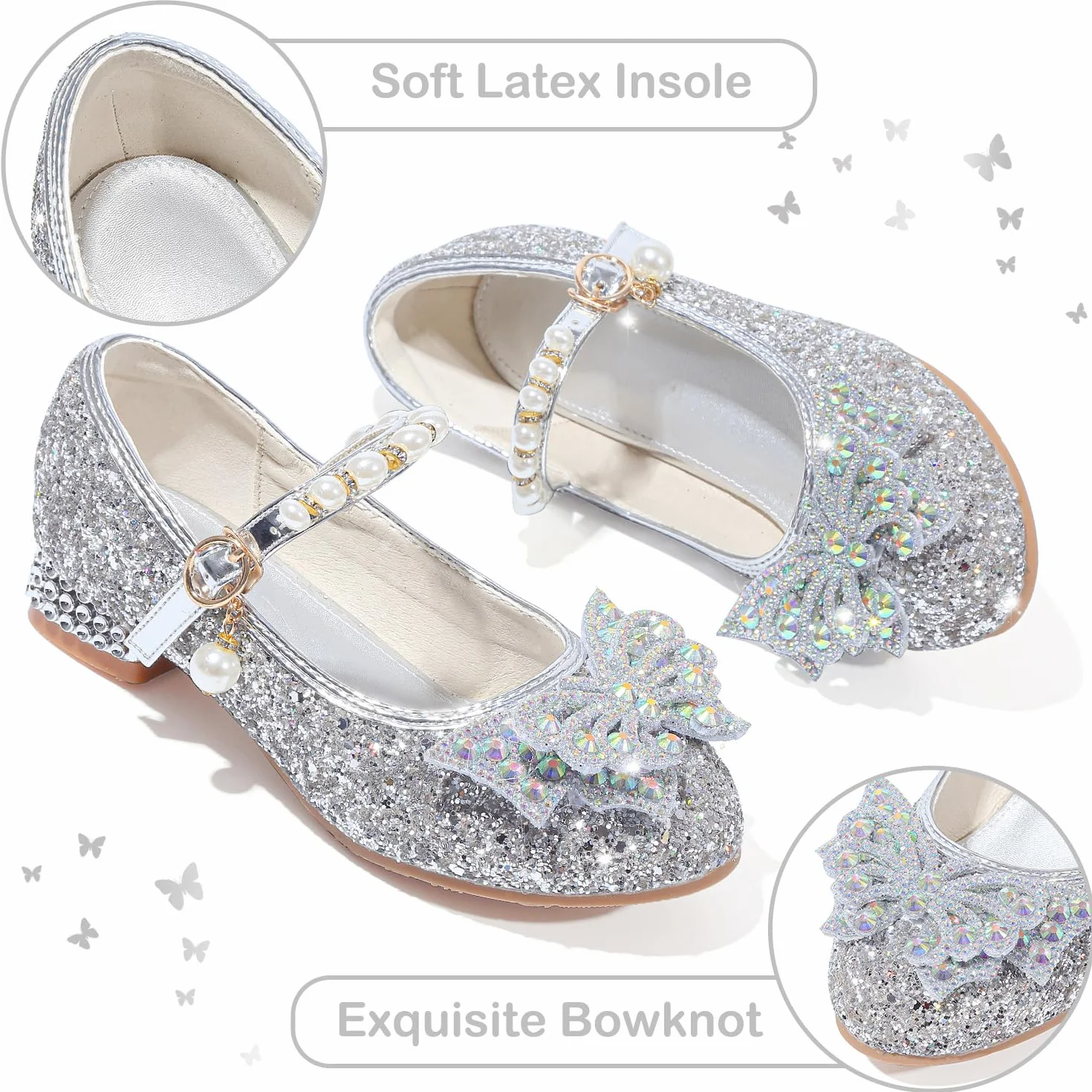Chaussure Princesse Fille Talon Paillettes Chaussures Danse Enfant Déguisement Cosplay Mariage