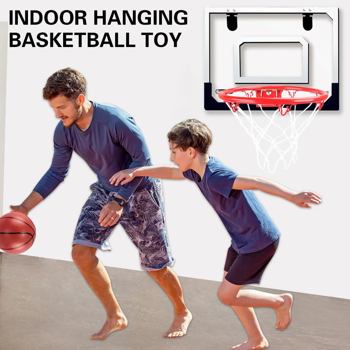 Panier de Basket Intérieur Mural avec 4 Ballons et Pompe à Air pour Enfant Garçon Fille 5 Ans+