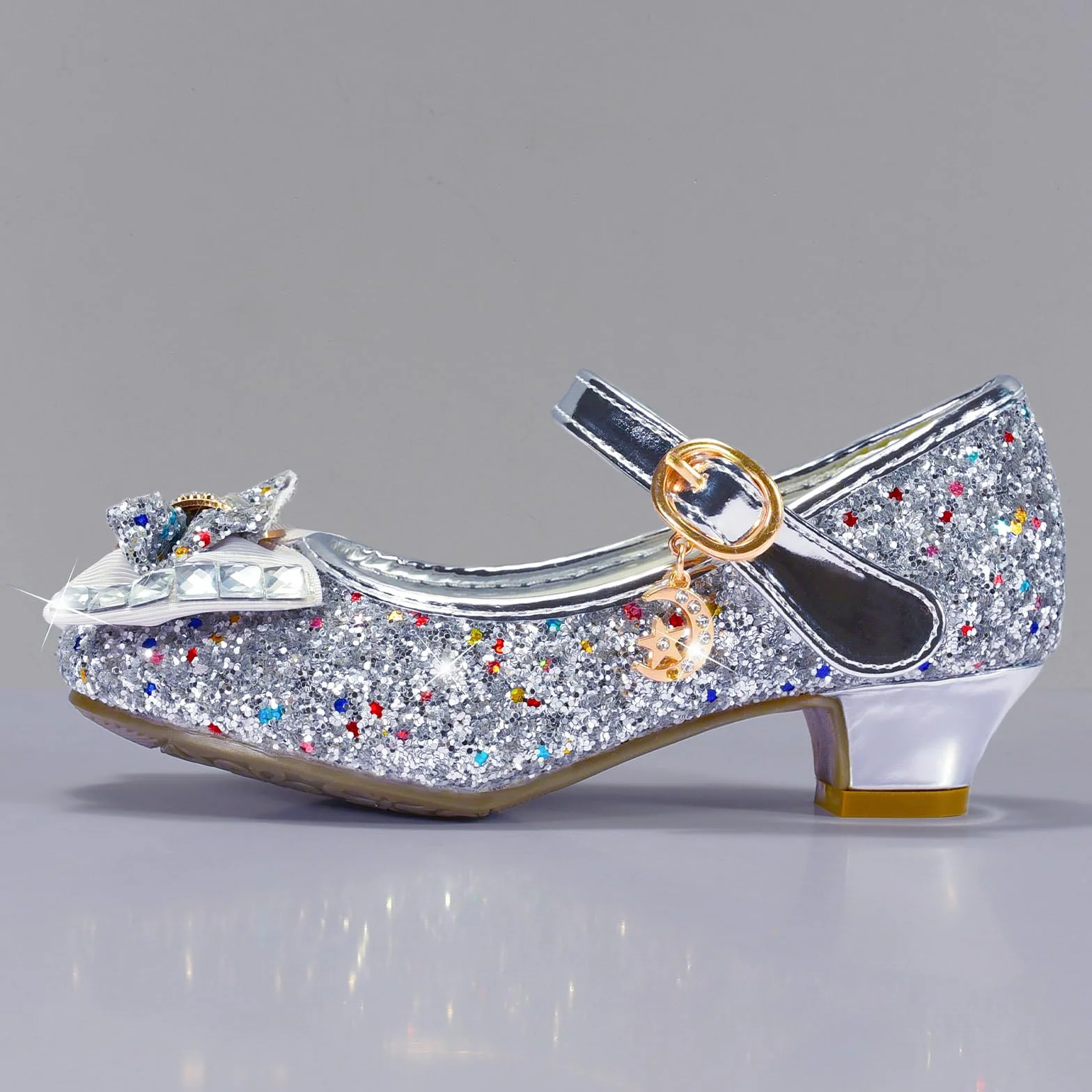 Chaussures de Princesse à Talon pour Filles avec Paillettes Reine Déguisement Scintillantes Fêtes Anniversaires