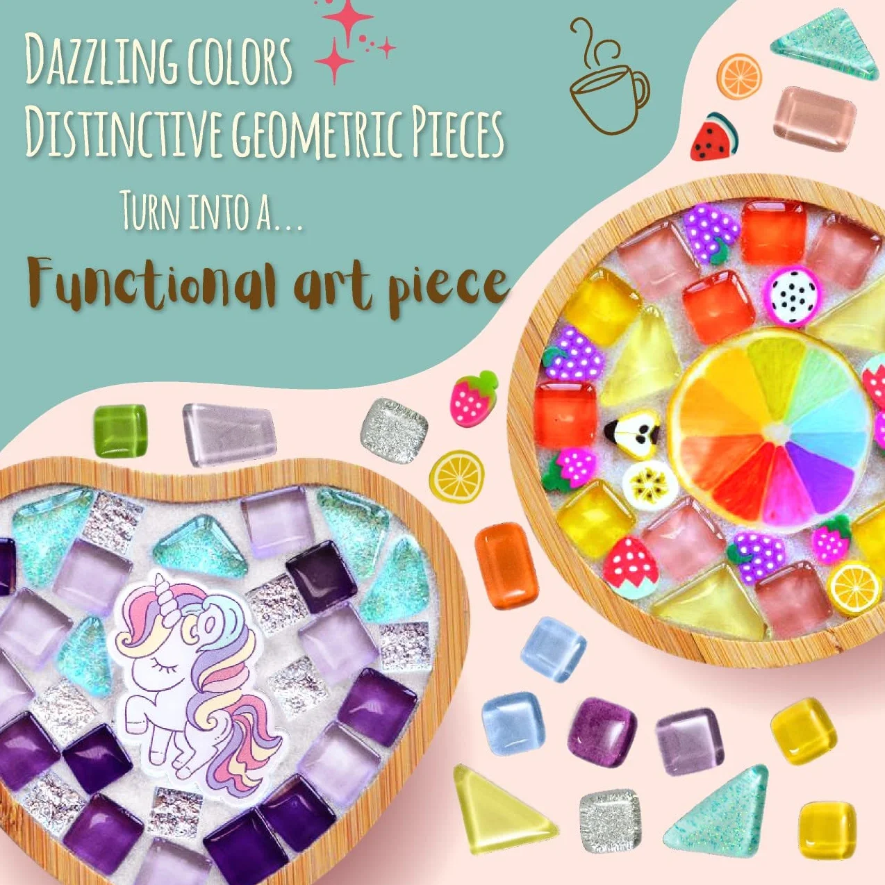Kit d'artisanat en mosaïque pour sous-verre, cadeau anniversaire, activités enfants filles adolescents